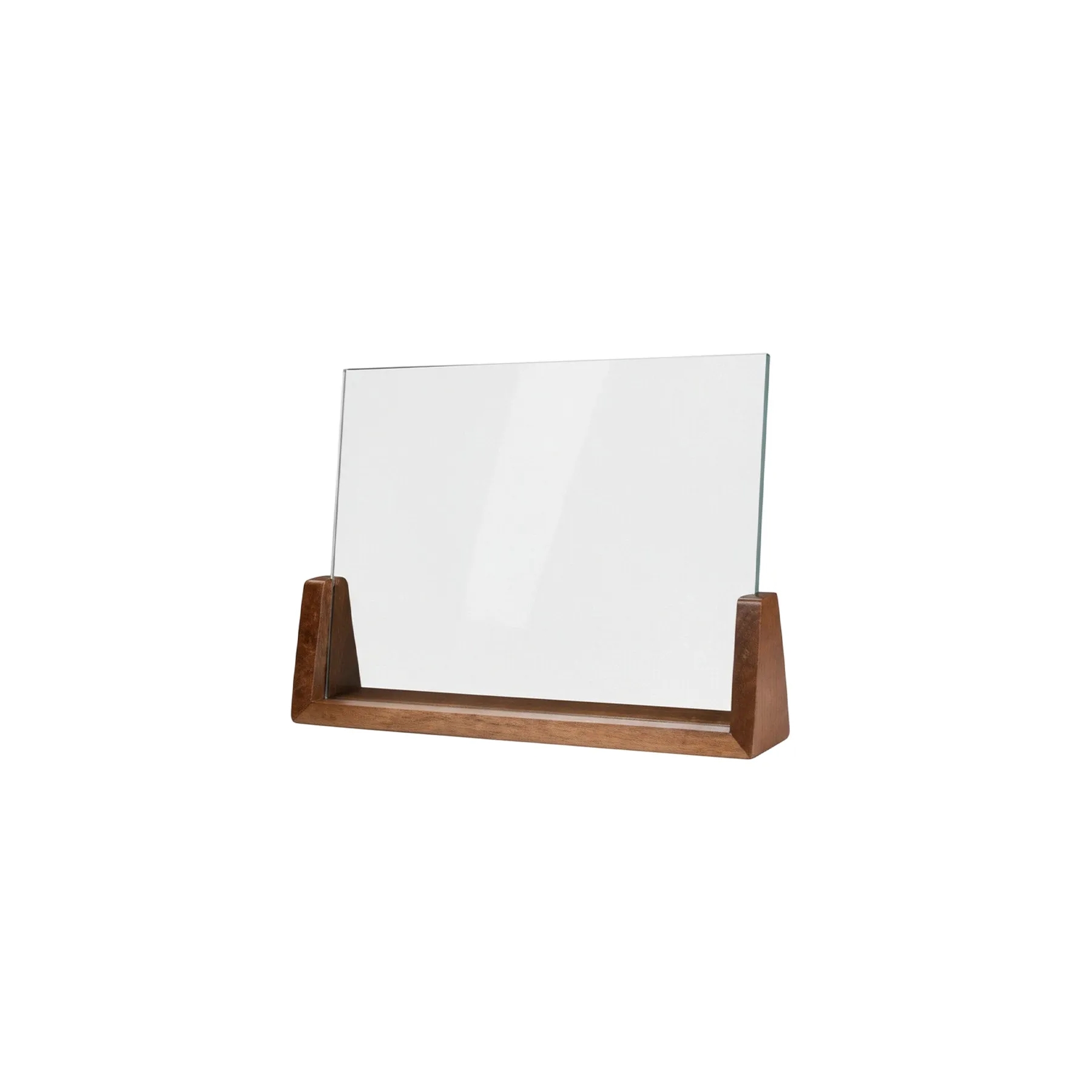 Personalized Crystal Mirror Award Plaque with Wood Base - Image 3