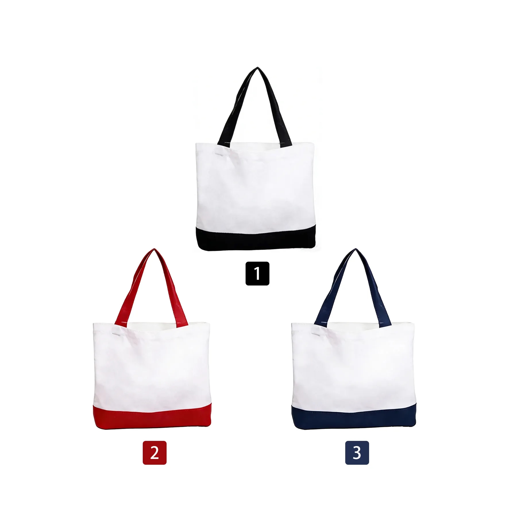 12oz Color Block Canvas Tote Bag With Large Imprint - Image 3