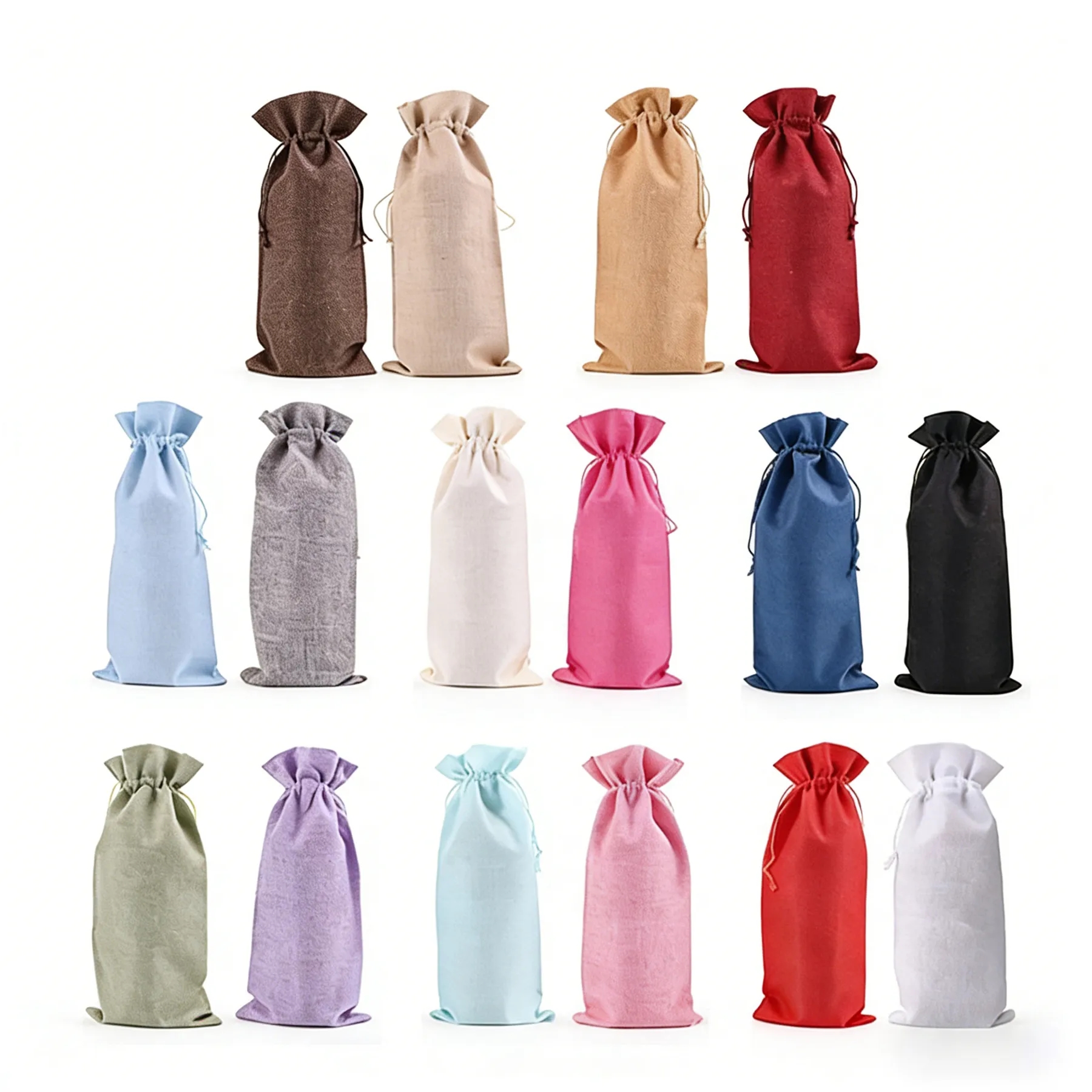 Reusable Drawstring Linen Champagne Wine Bottle Gift Bag - Image 3