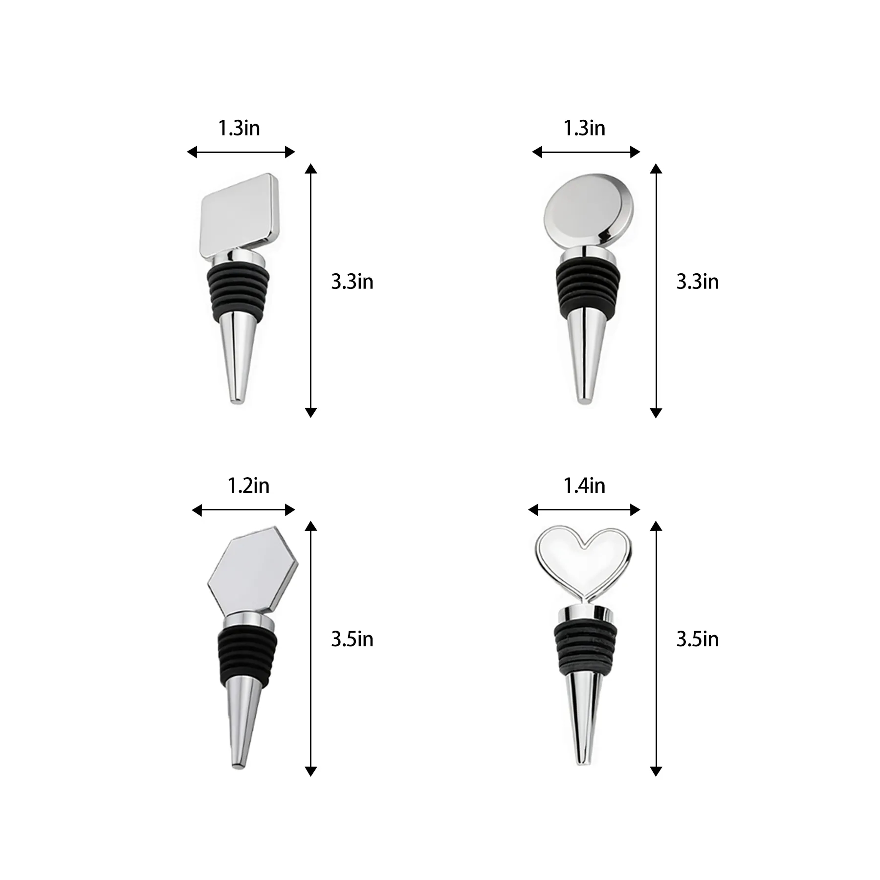 Metal Wine Bottle Stopper With Multiple Top Shapes - Image 2