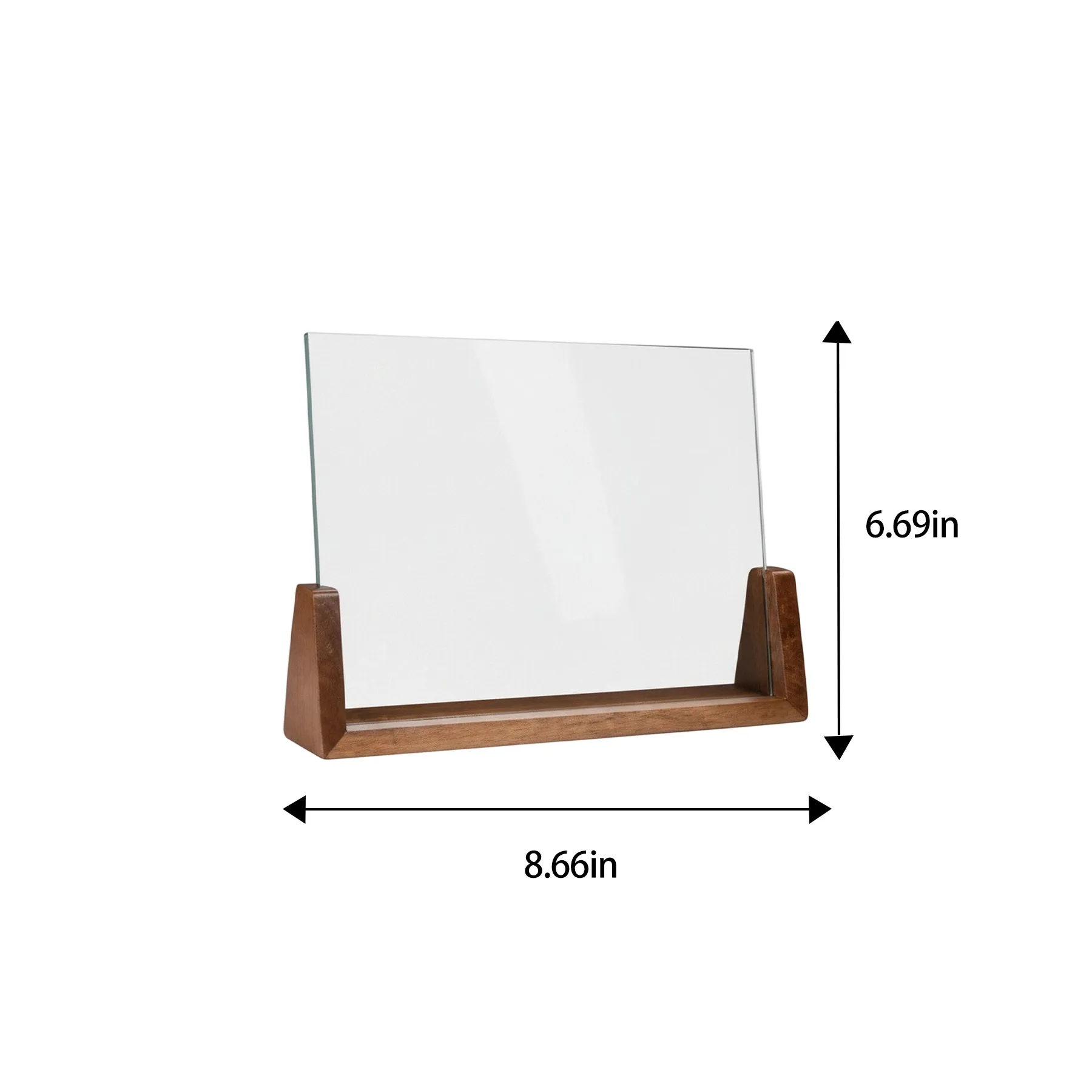 Personalized Crystal Mirror Award Plaque with Wood Base - Image 2