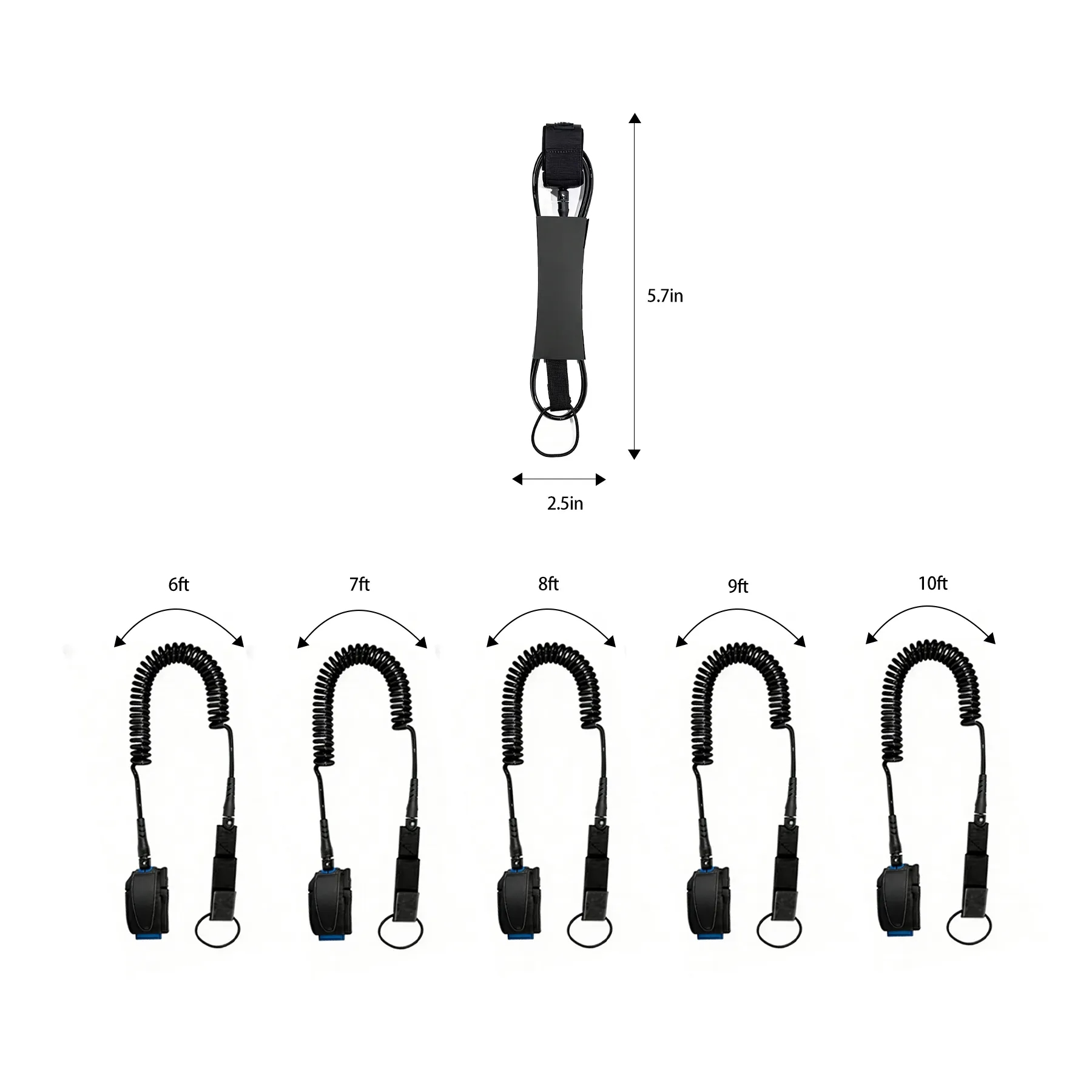 Premium Surfboard Leash With Padded Ankle Cuff Strap - Image 2
