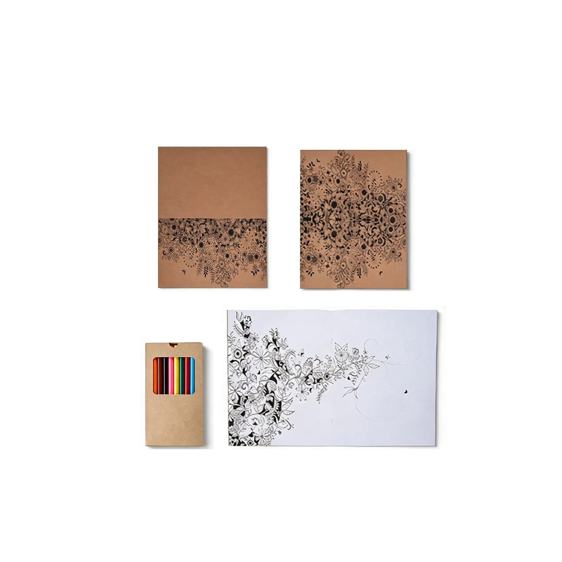 Adult Coloring Book Set With 12 Colored Pencils - Image 3