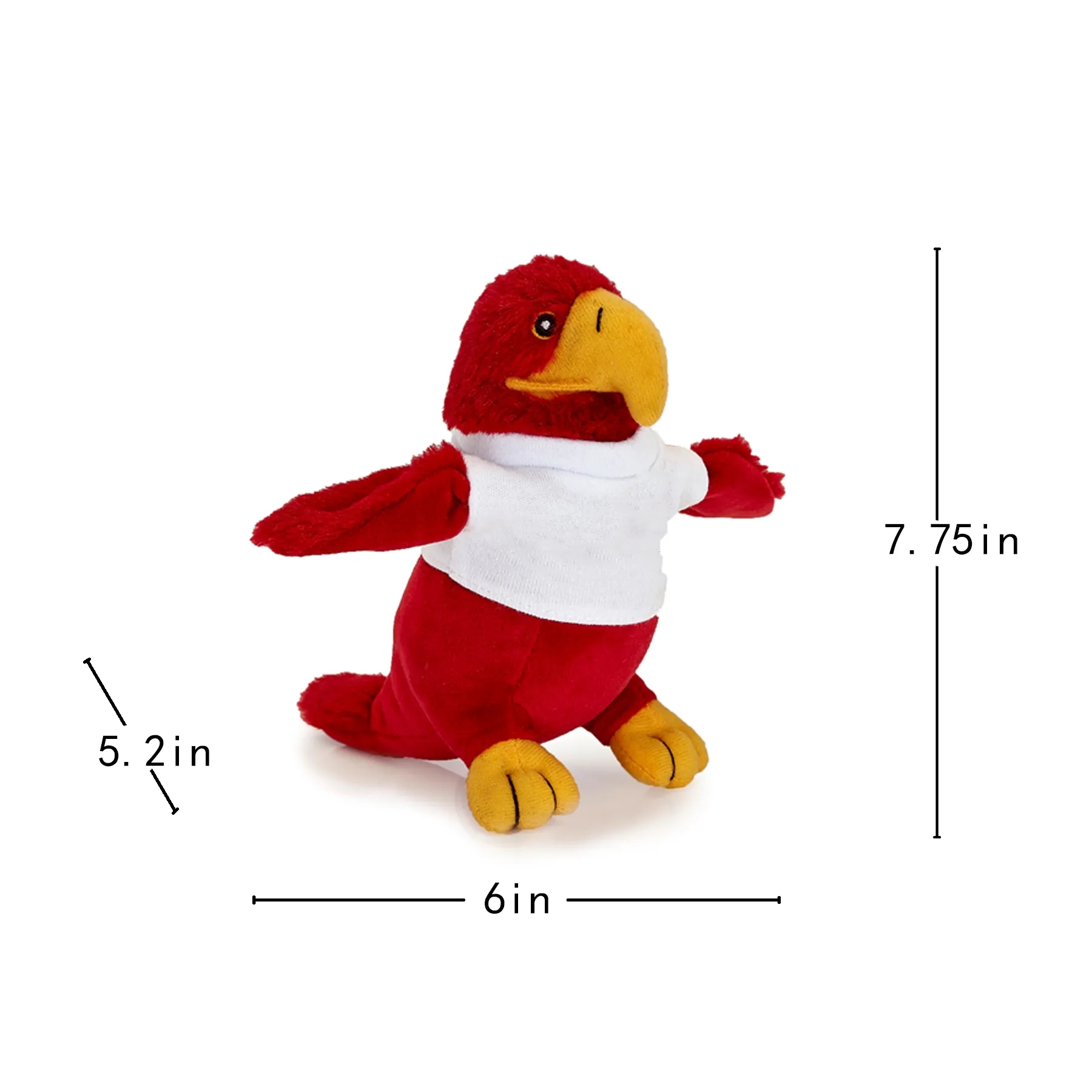 6 Inch Red Hawk Plush With Custom Mascot Accent - Image 2