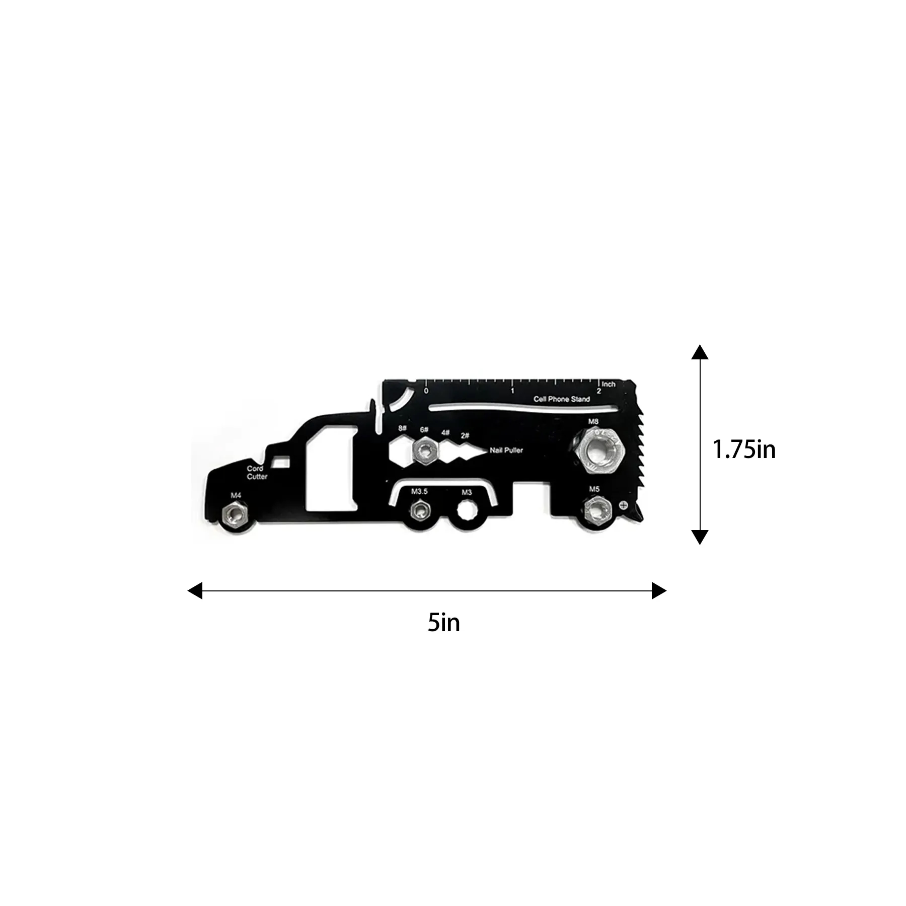 Truck Shaped Stainless Steel Wallet Multi Tool Card - Image 2