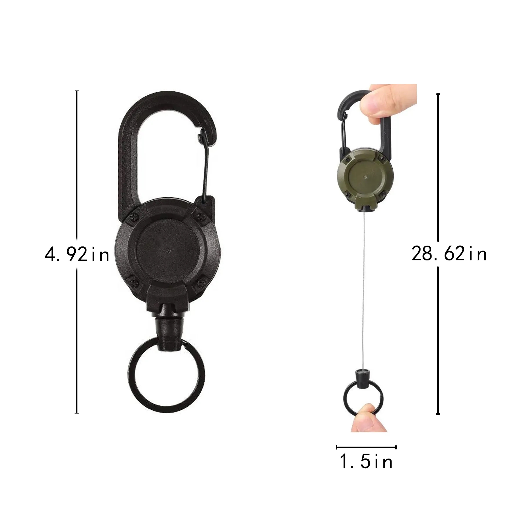 Retractable Carabiner Badge Clip With Lanyard Reel - Image 2