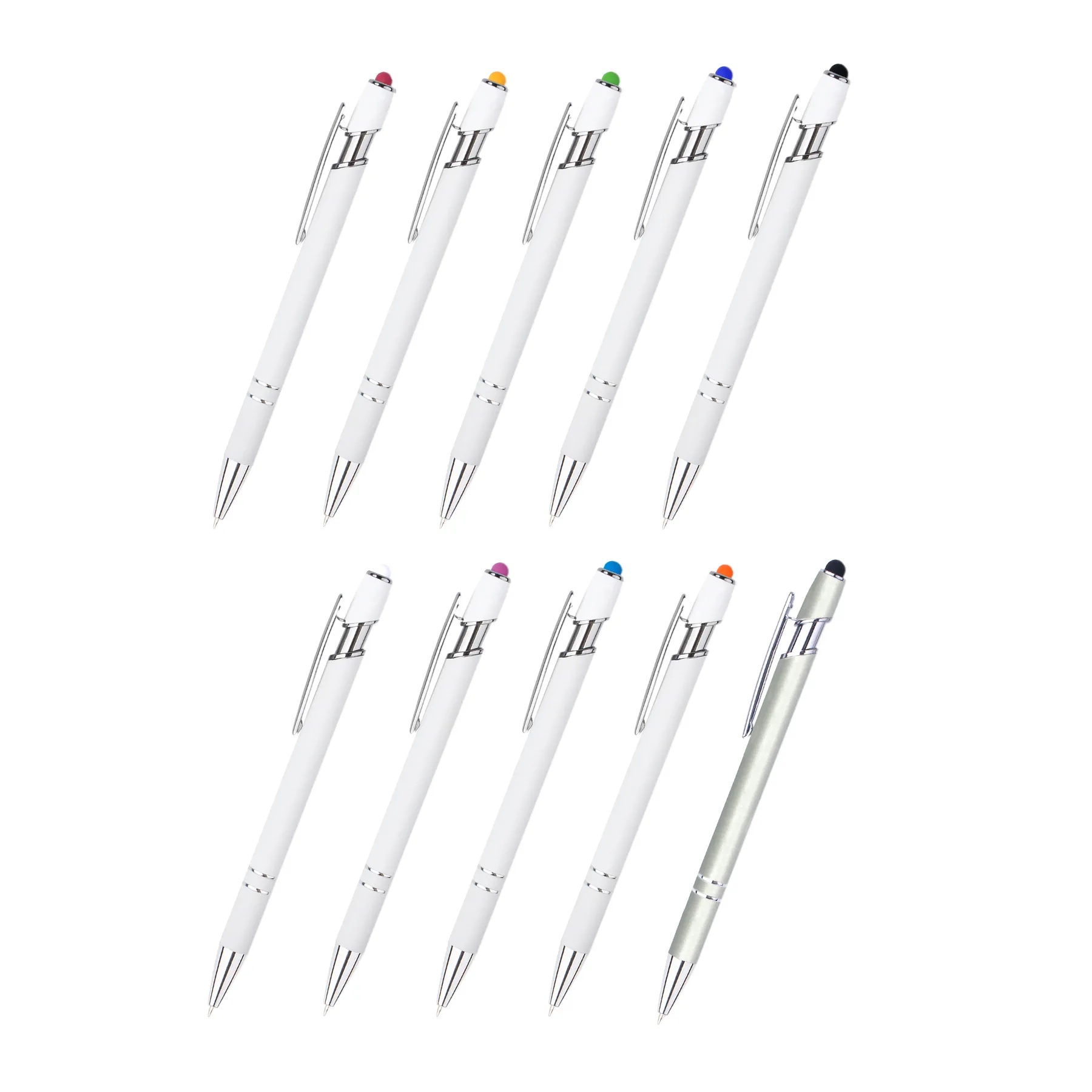 Ellipse Softy White Barrel Pen w/ Stylus - ColorJet - Image 3