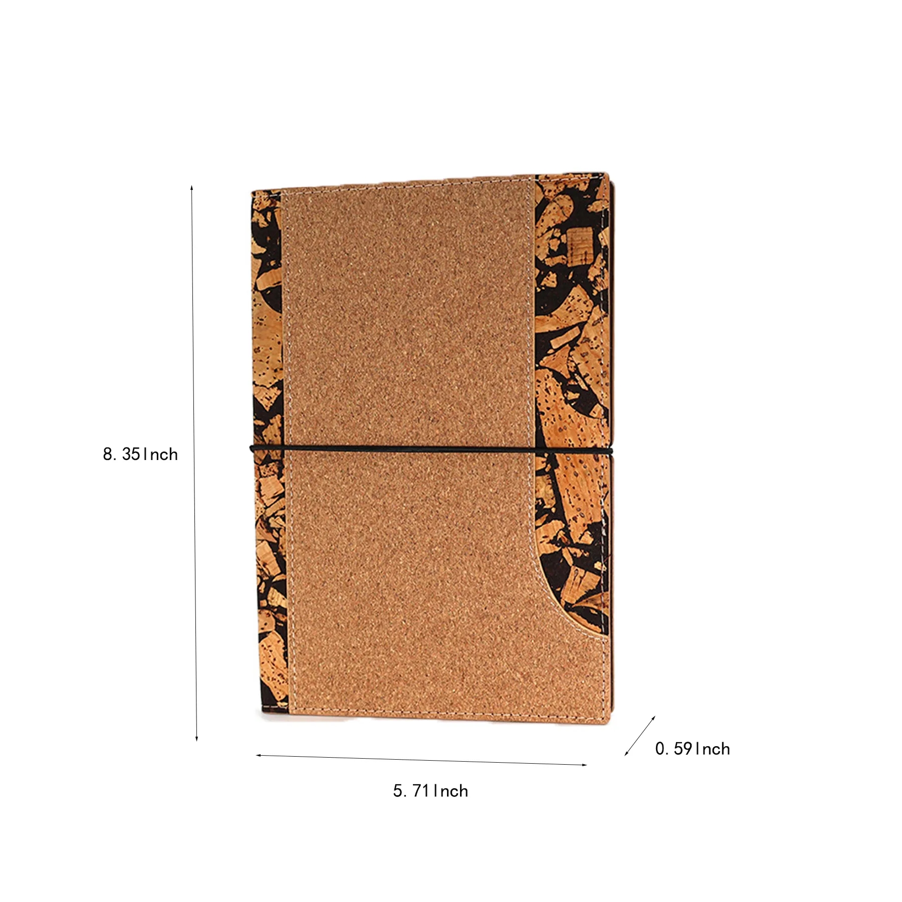 Eco Coffee Grounds Cork Notebook With Elastic Pocket - Image 2