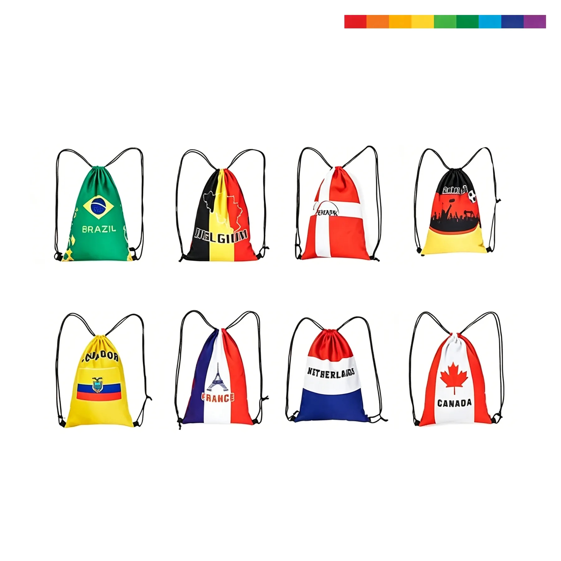 Flag Print Soccer Drawstring Backpack For Fan Events - Image 3