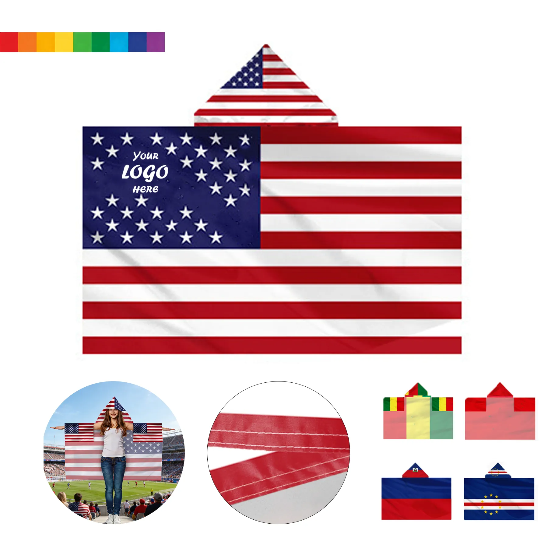 Wearable Body Flag Cape With Arm Holes For Fan Events