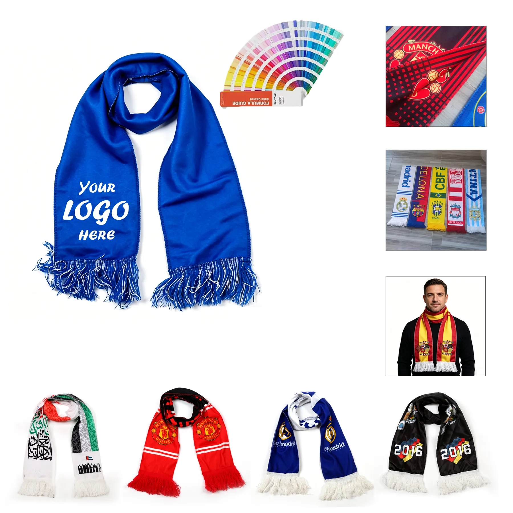 57" x 7.5" Stadium Scarf With Full Color Print And Fringe - Image 2