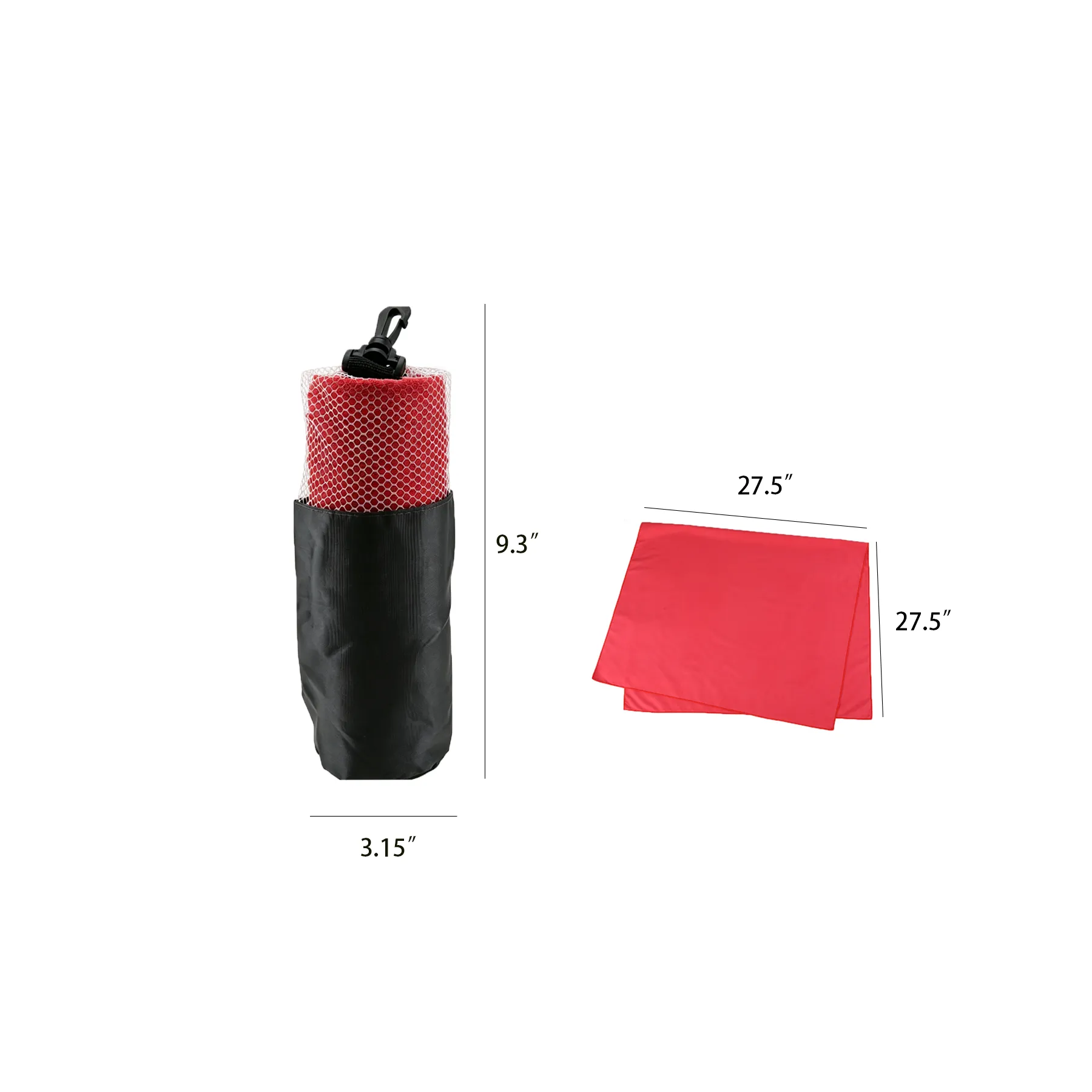 Cooling Towel In Mesh Pouch With Carabiner Clip Kit - Image 2