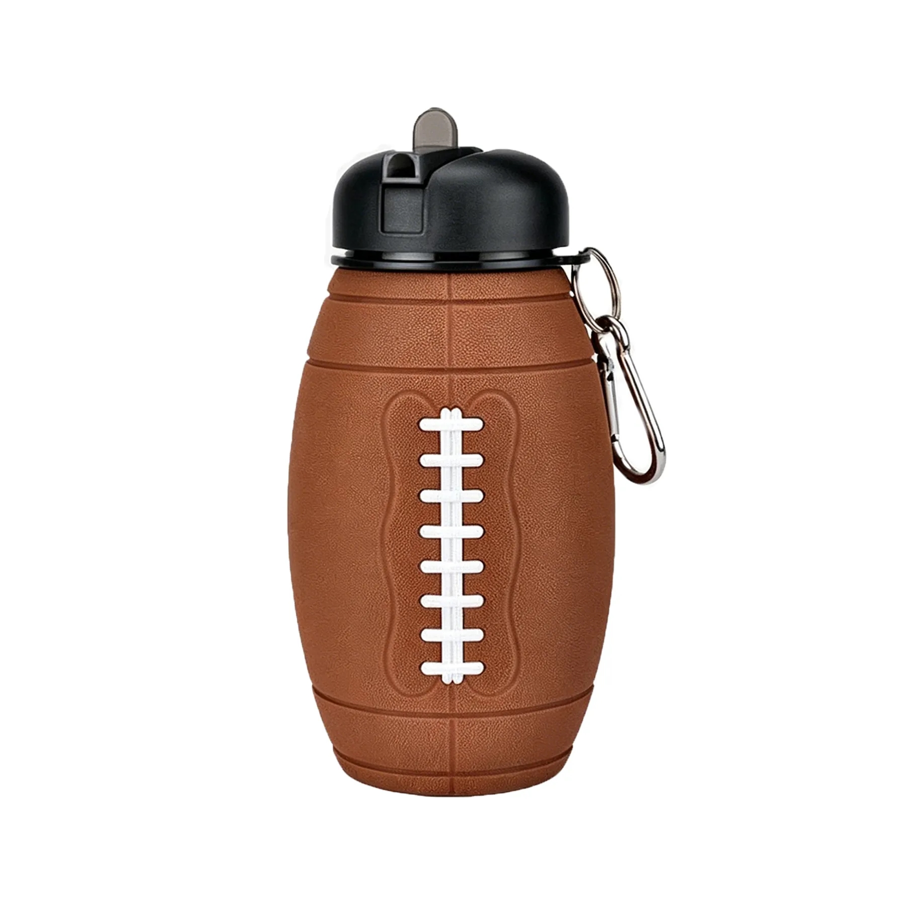 Collapsible Football Water Bottle With Carabiner Clip - Image 3