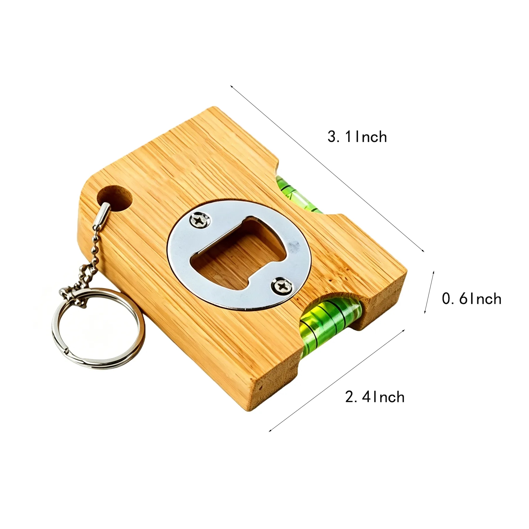 Square Magnetic Wood Bottle Opener W/ Level - Image 2