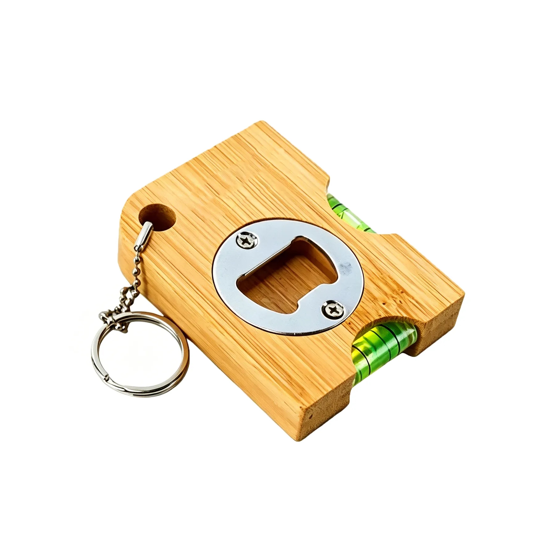 Square Magnetic Wood Bottle Opener W/ Level - Image 3