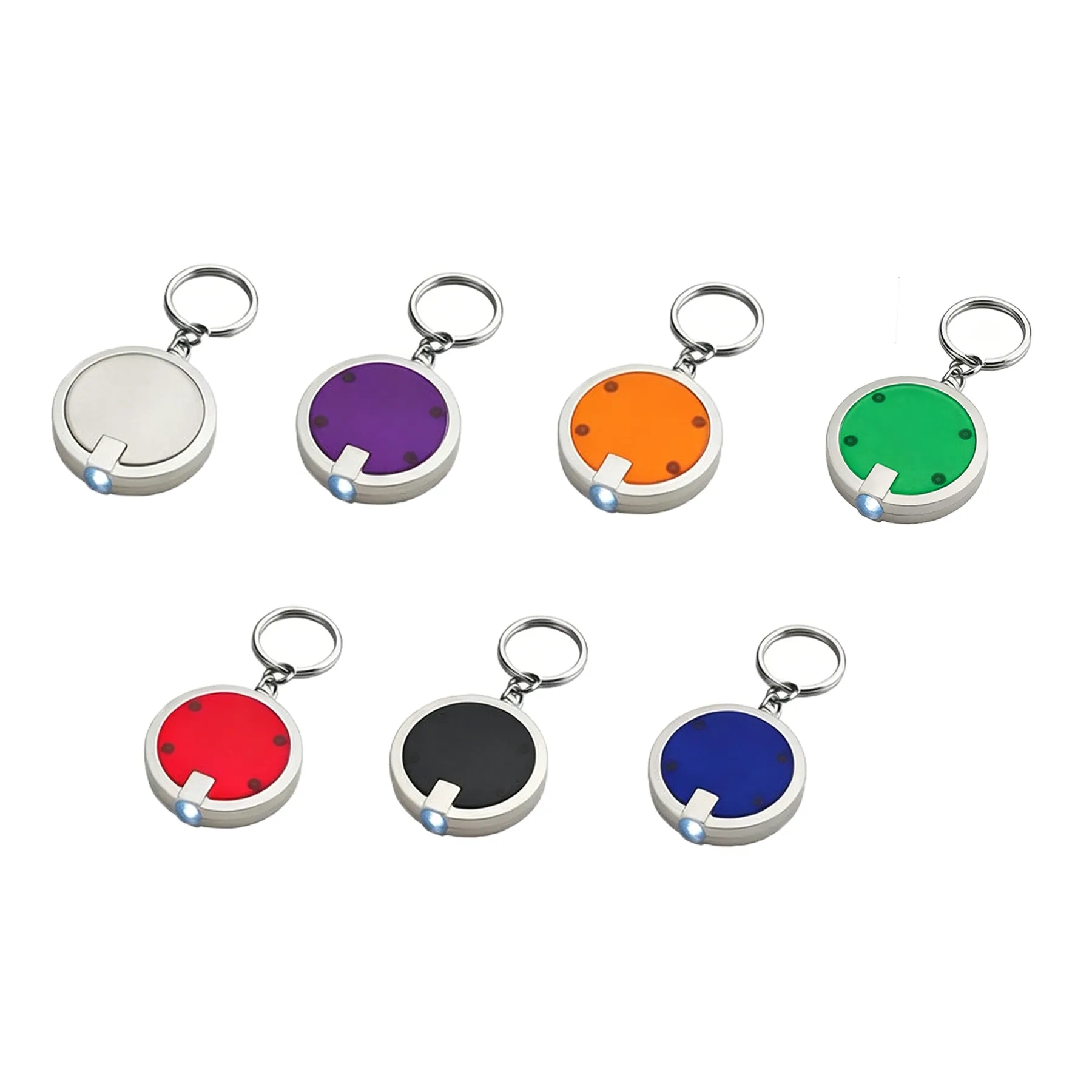 Round LED Keychain Light With Silver Trim For Events - Image 3