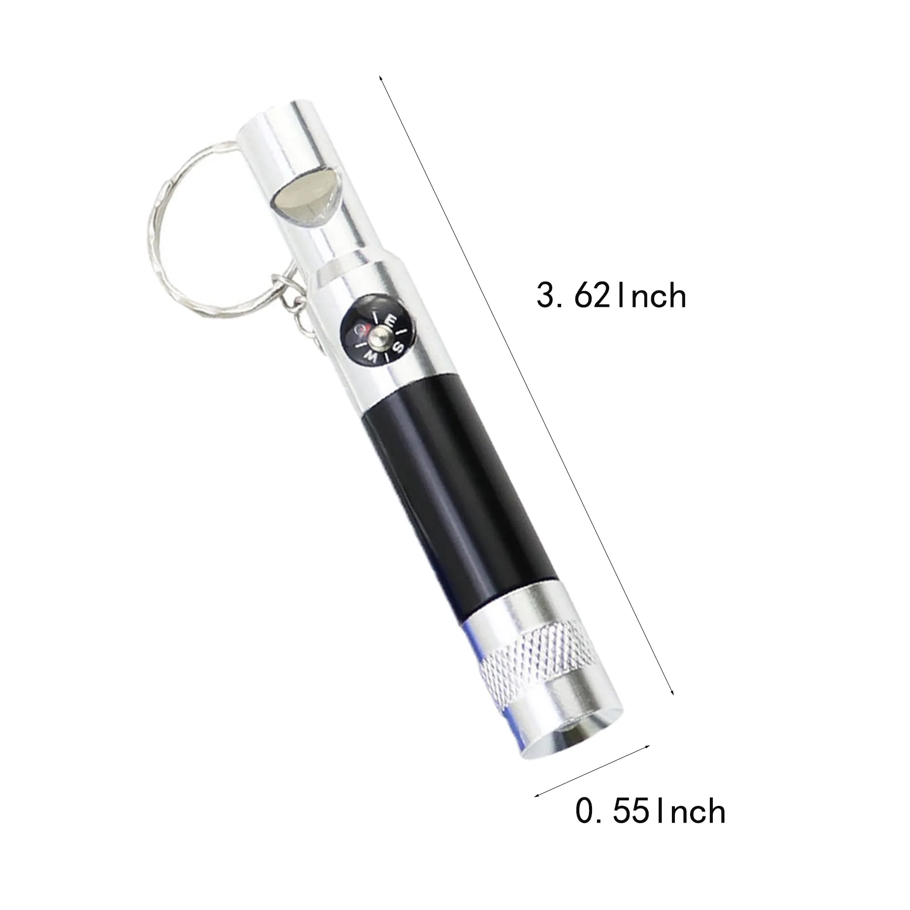 Aluminum Whistle Flashlight Compass Keychain For Camping - Image 2