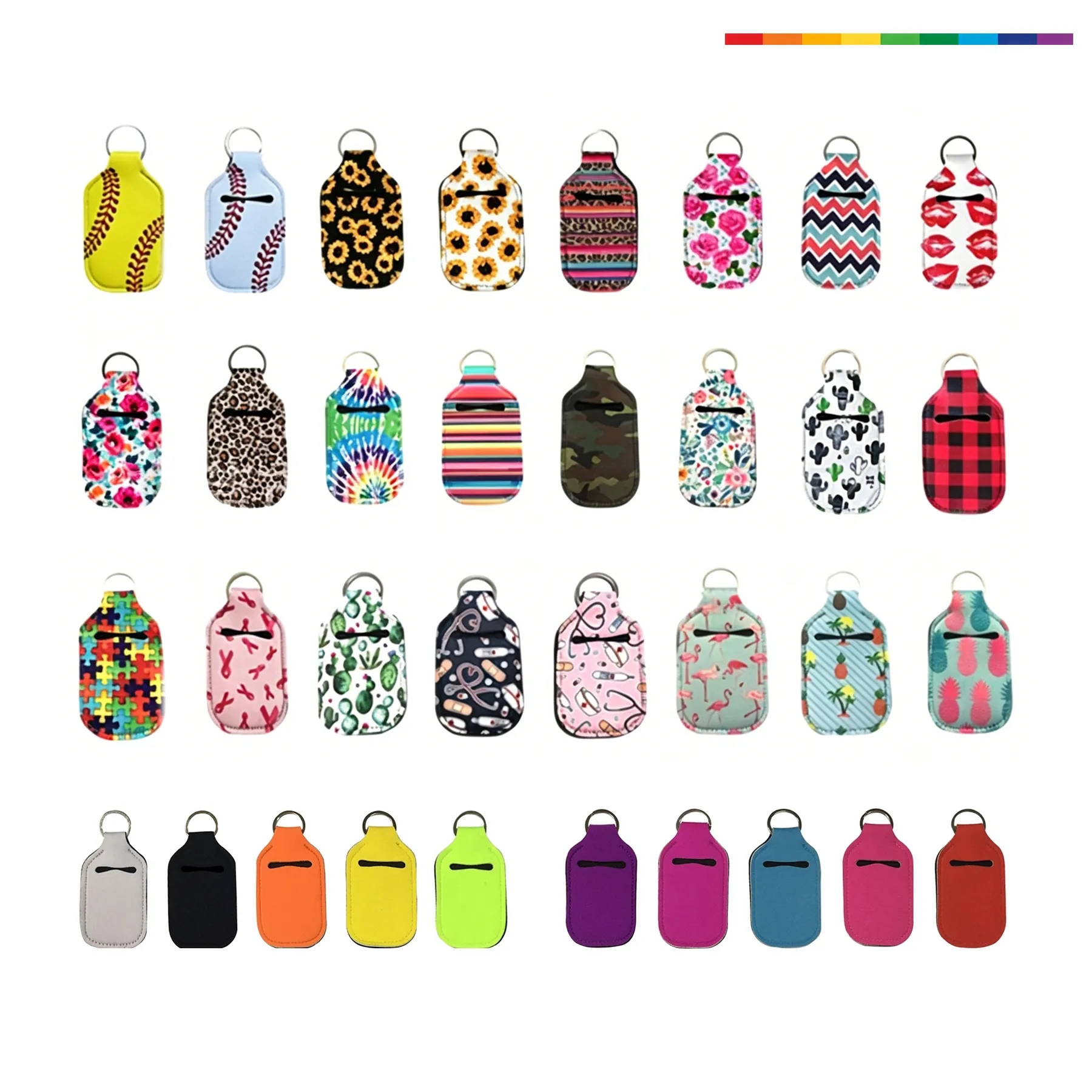 Neoprene Sanitizer Bottle Holder Keychain With Carabiner - Image 3