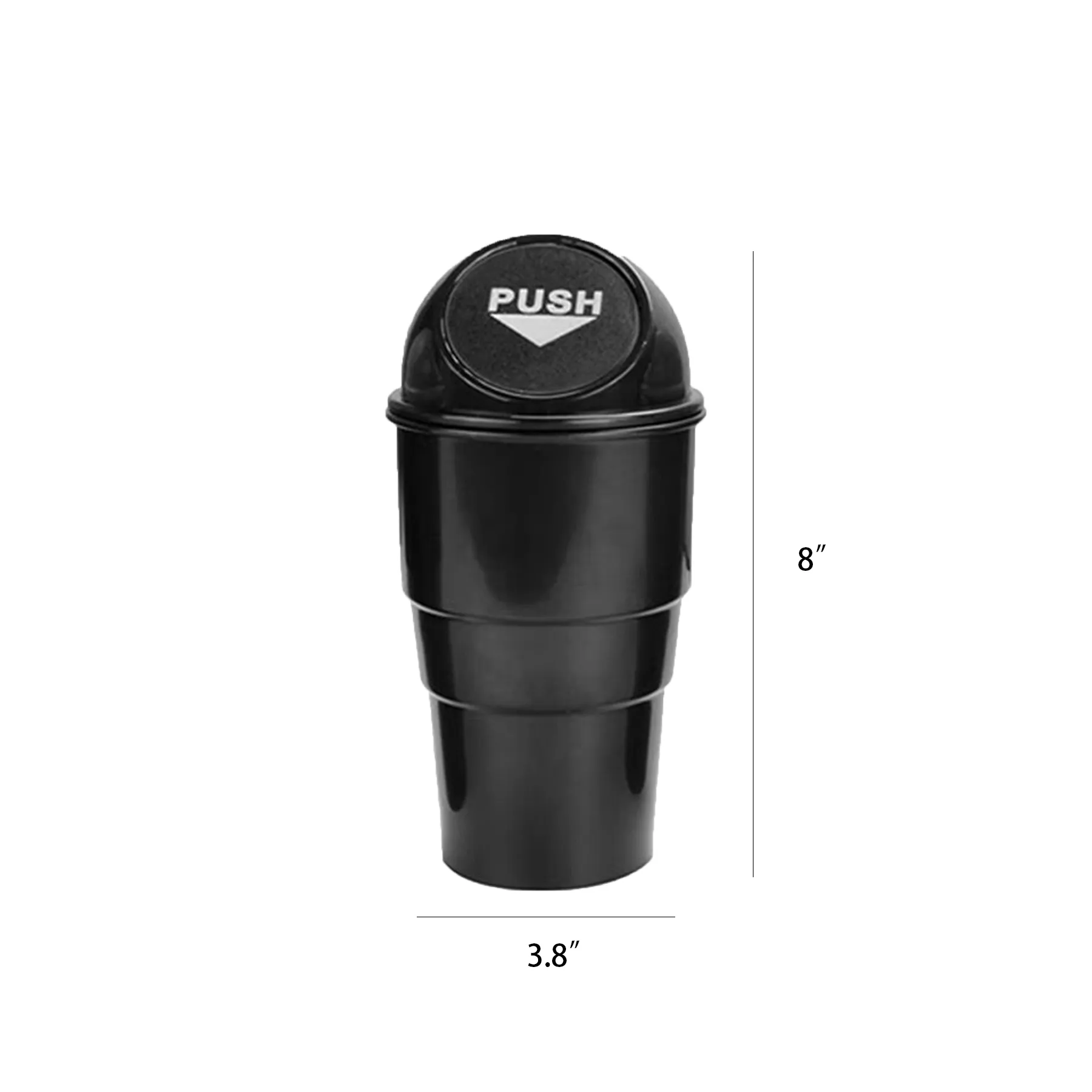Compact Cup Holder Car Trash Can With Spring Hinged Lid - Image 2