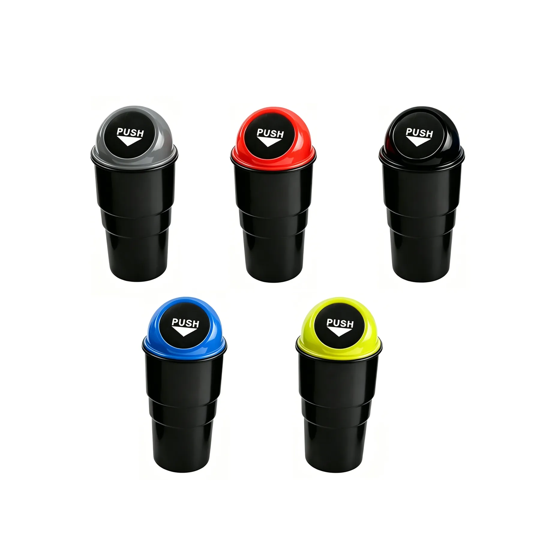 Compact Cup Holder Car Trash Can With Spring Hinged Lid - Image 3