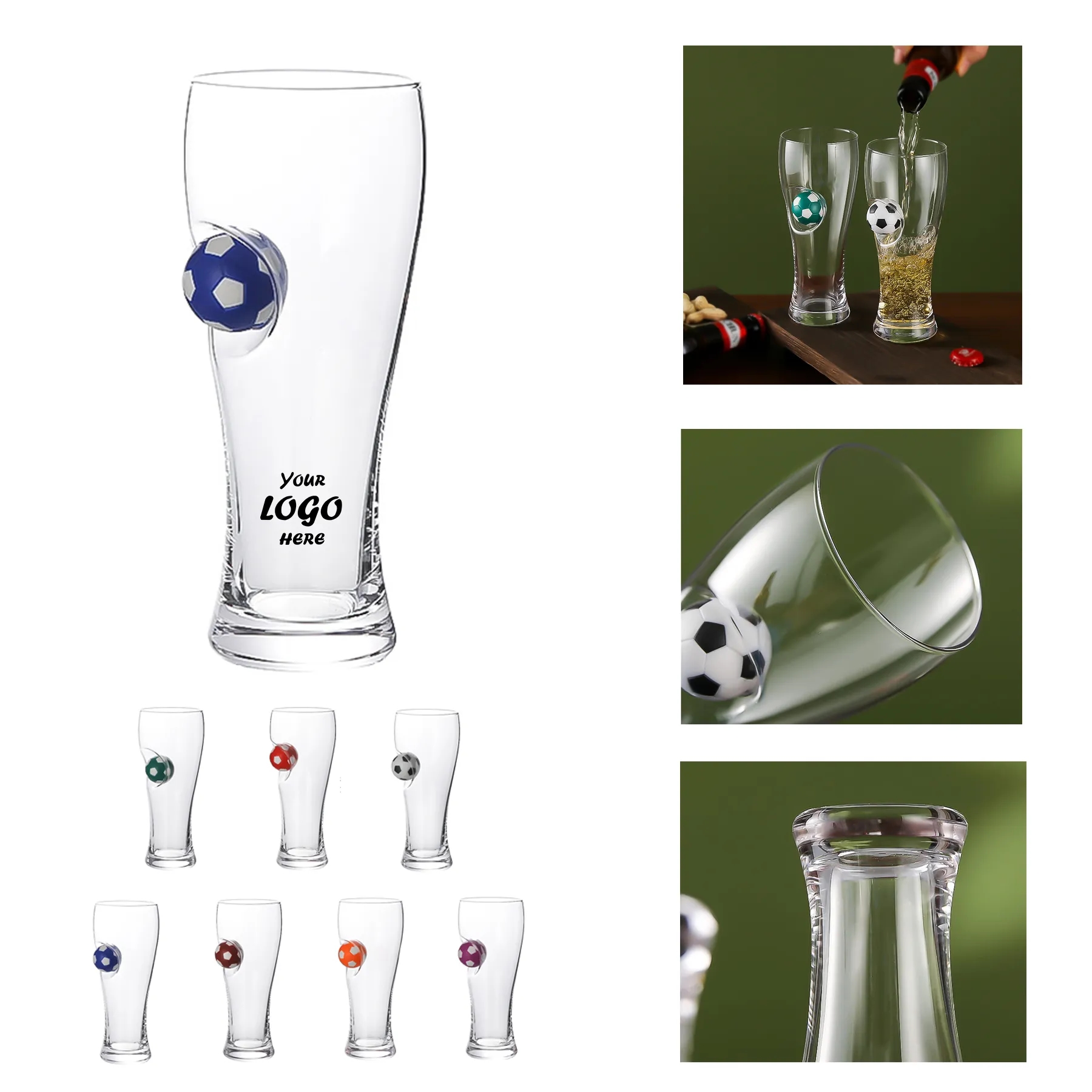 Creative Large Football Embedded Beer Mug Glass