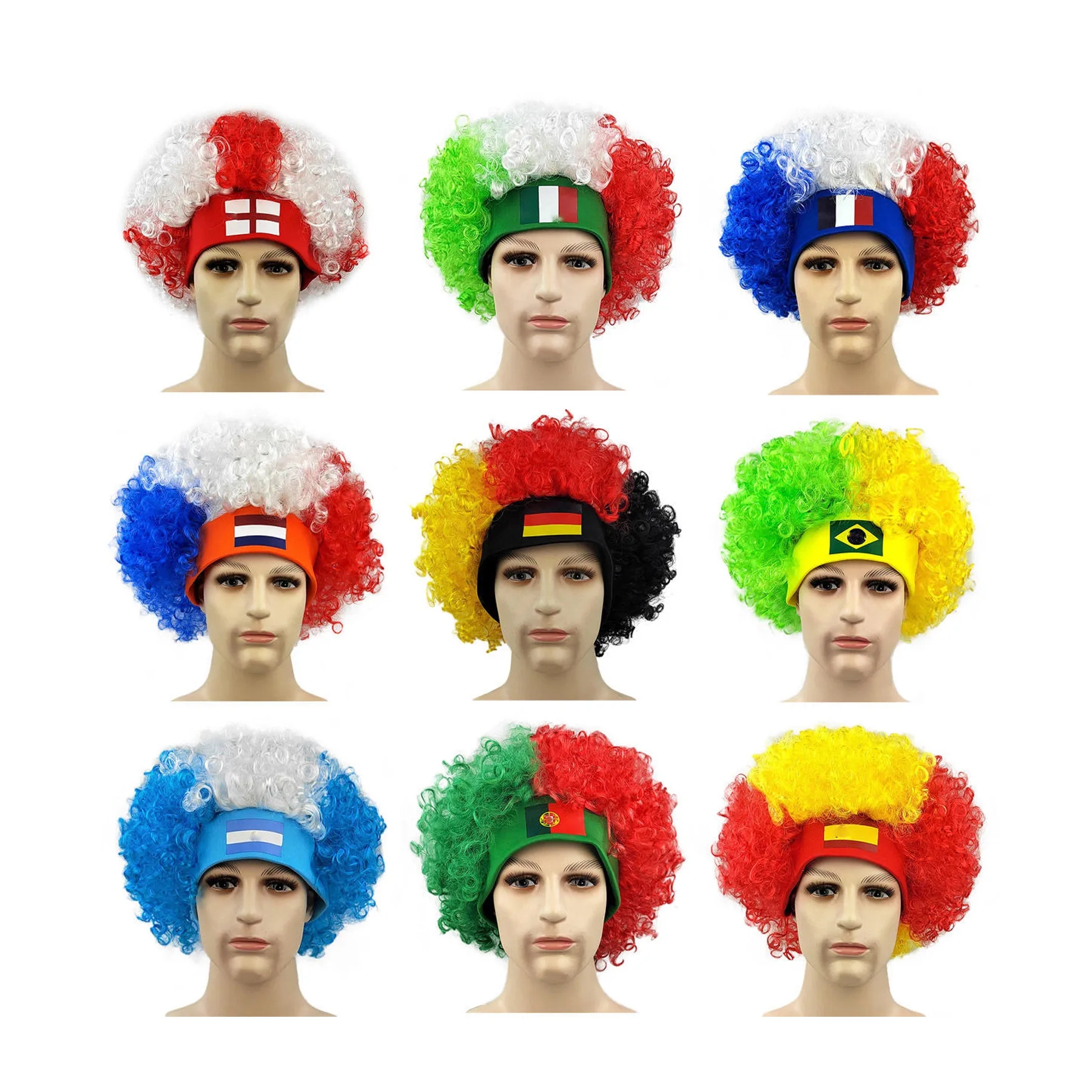 National Color Afro Wig For Soccer Fan Cheering - Image 3