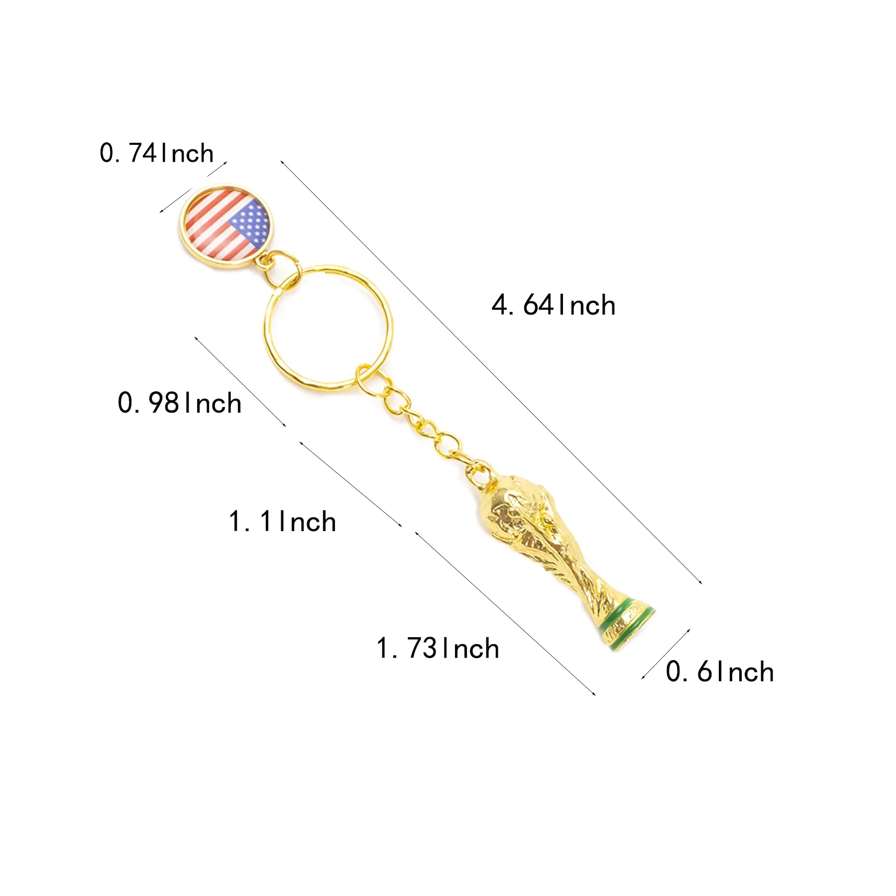 Metal Soccer Trophy Keychain With Custom Flag Print - Image 2