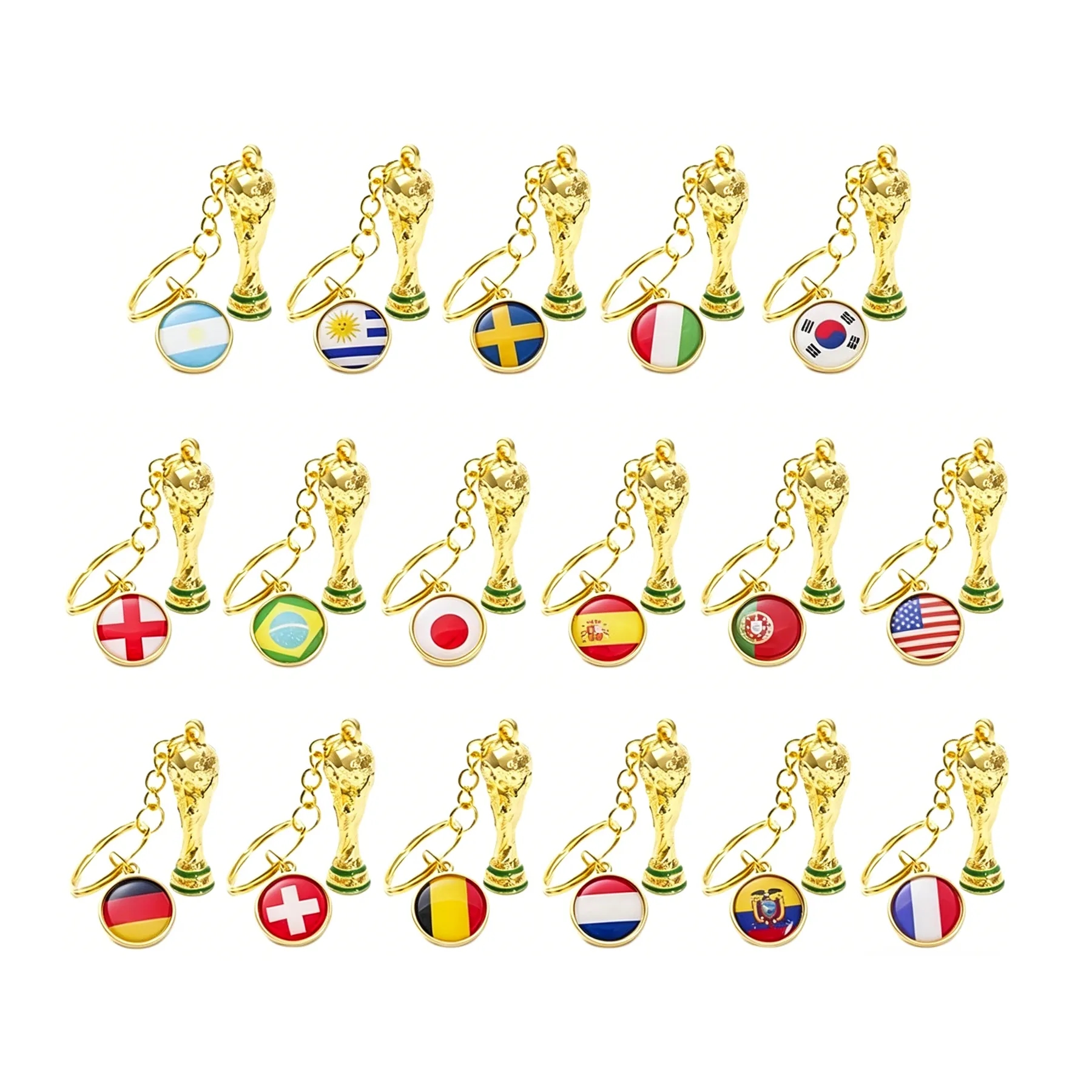 Metal Soccer Trophy Keychain With Custom Flag Print - Image 3