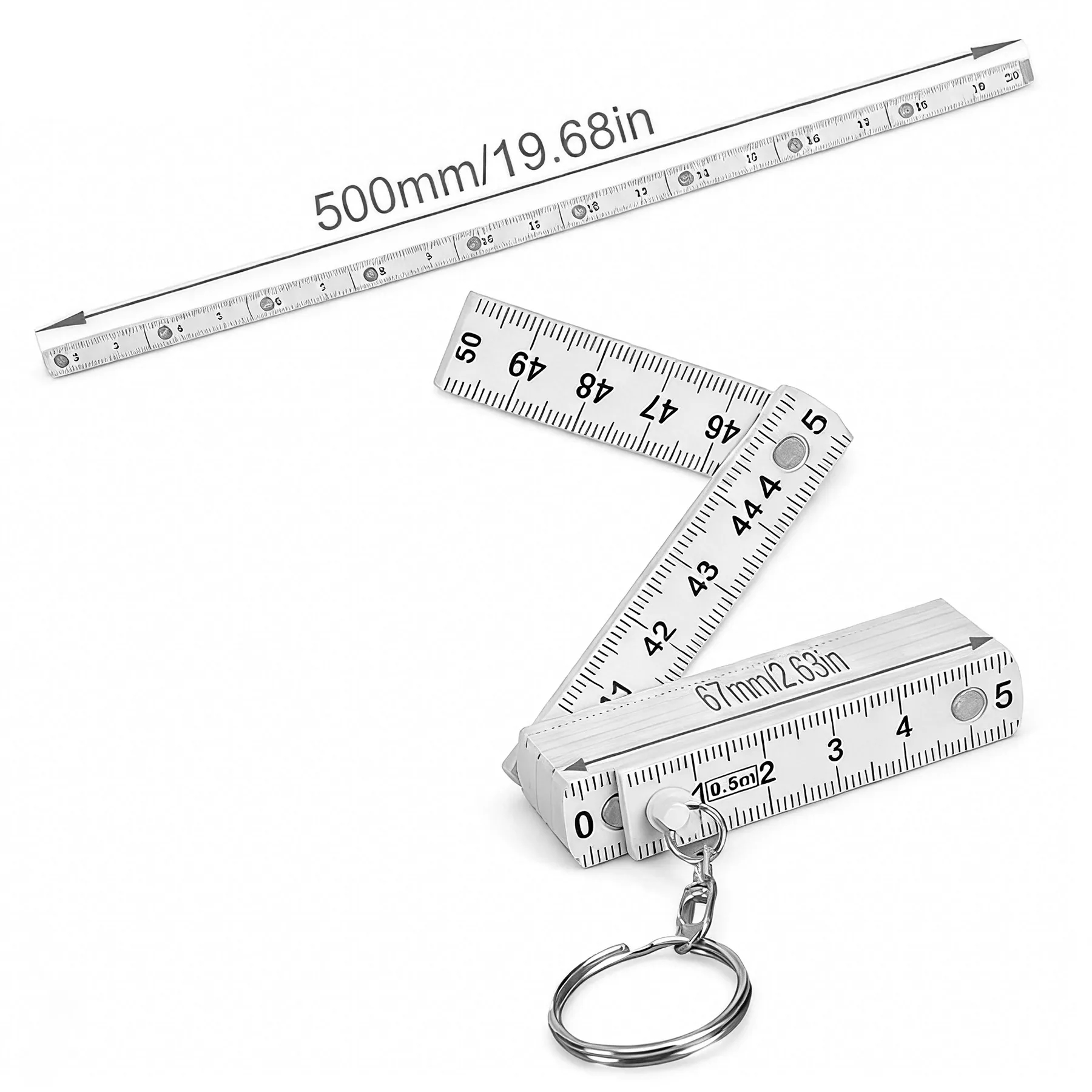 18 Inch Folding Ruler Keychain With Pad Print Area - Image 2