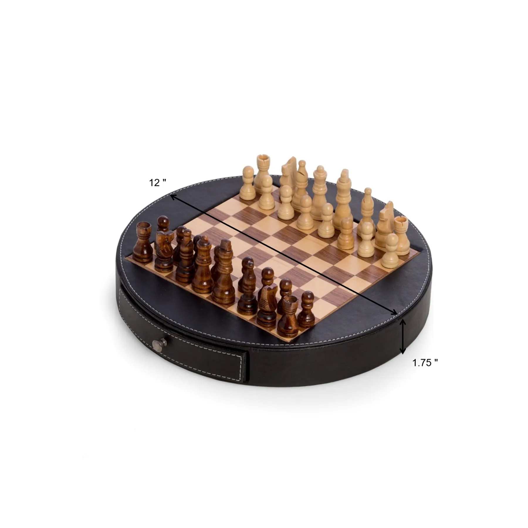 Wood And Leather Chess Set In Premium Gift Box - Image 2
