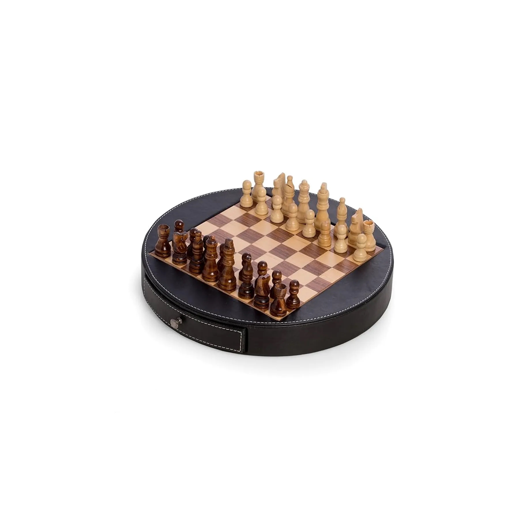 Wood And Leather Chess Set In Premium Gift Box - Image 3