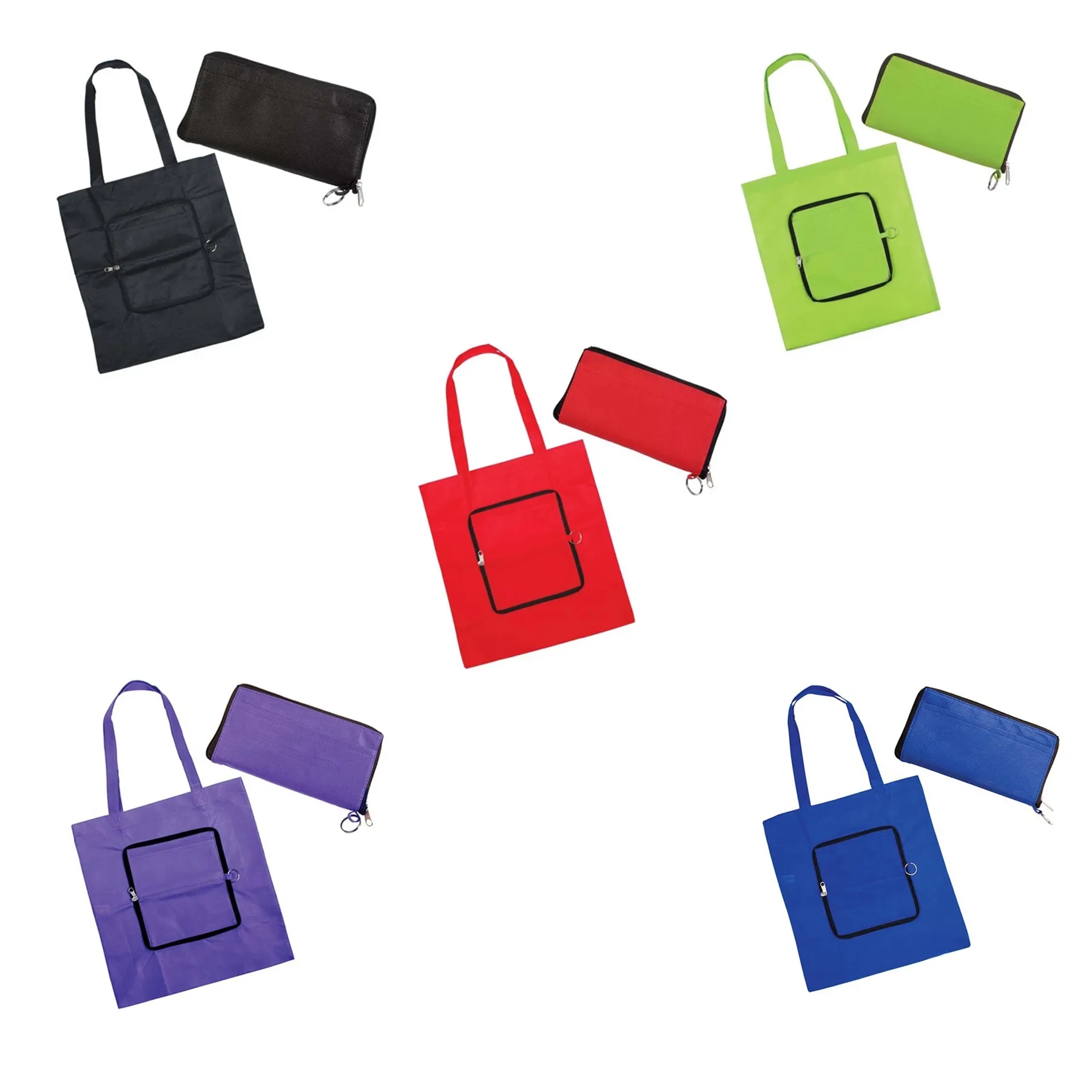 Foldable Non Woven Tote Bag With Zip Storage Pouch - Image 3