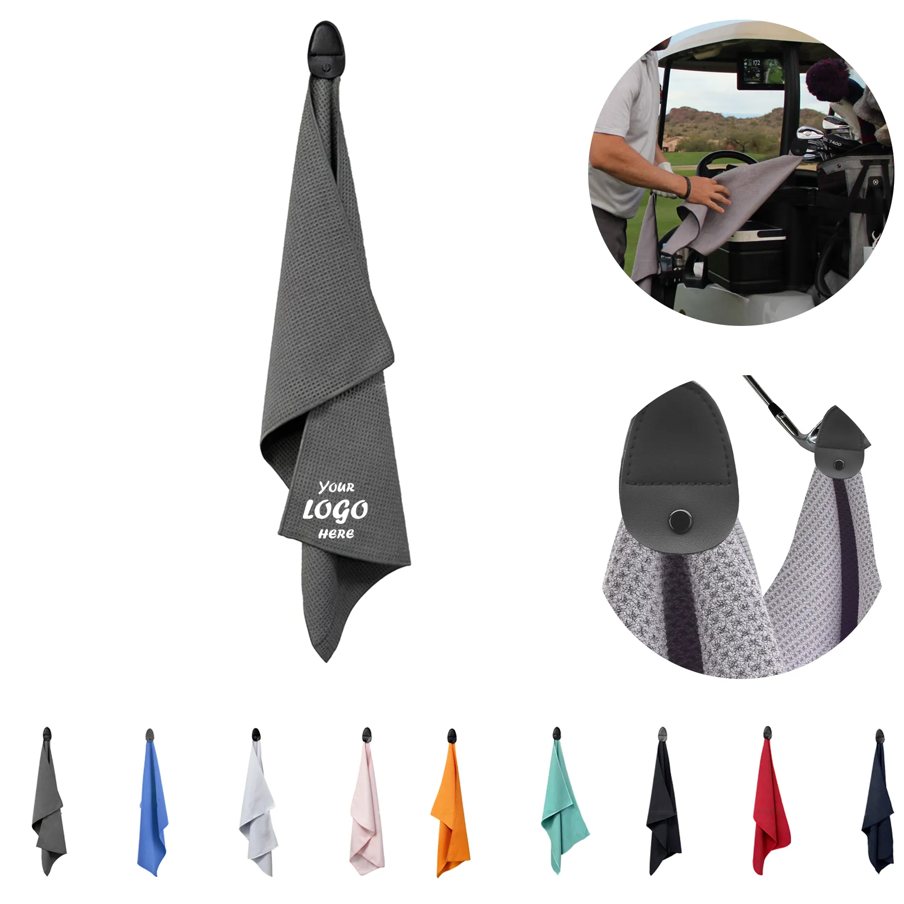 Magnetic Waffle Microfiber Golf Towel With Clip