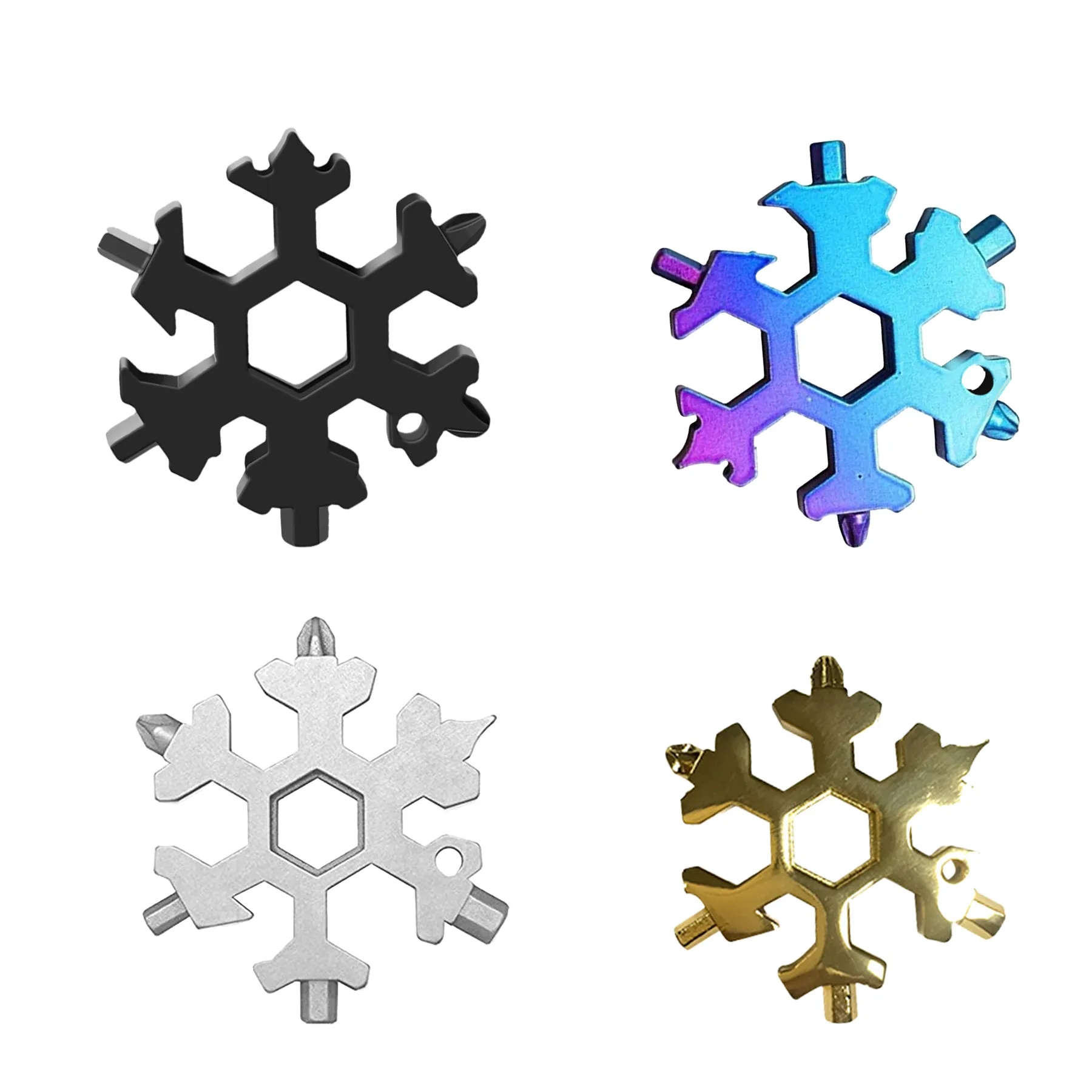Snowflake Stainless Steel Multi Tool Keychain Wrench - Image 3