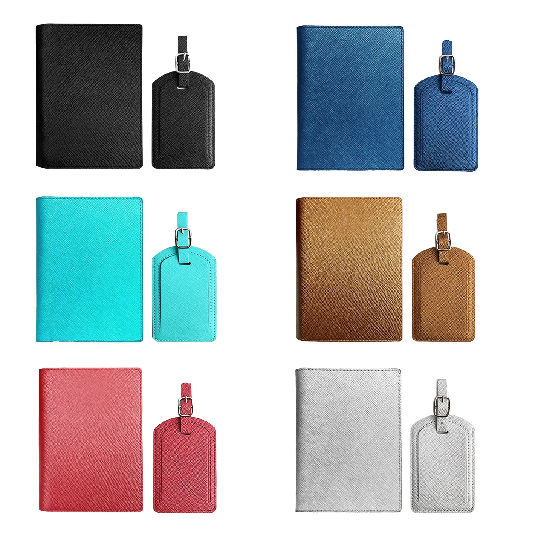 PU Leather Travel Passport Holder And Luggage Tag Set - Image 3