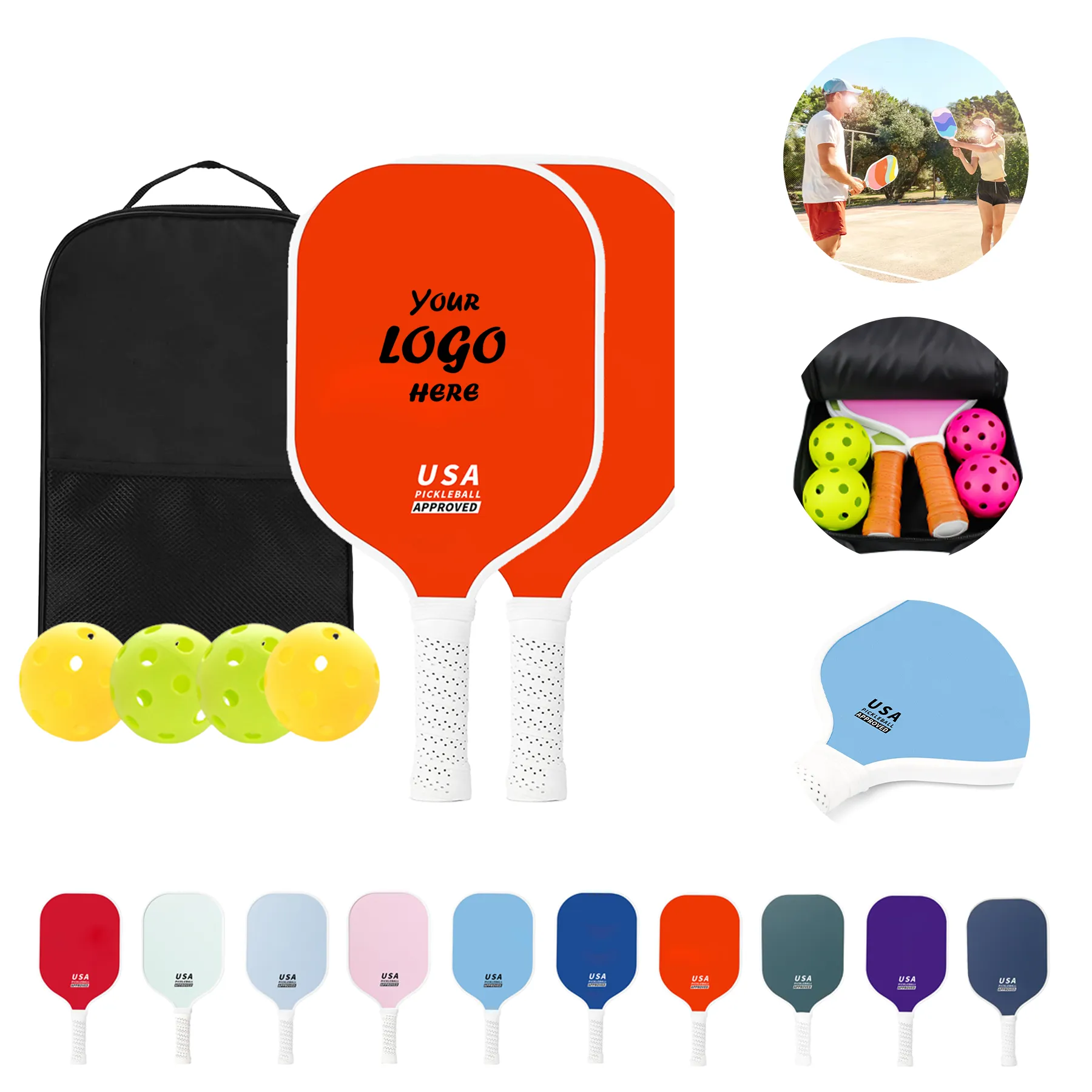 Pickleball Paddle Set With Balls And Carry Bag