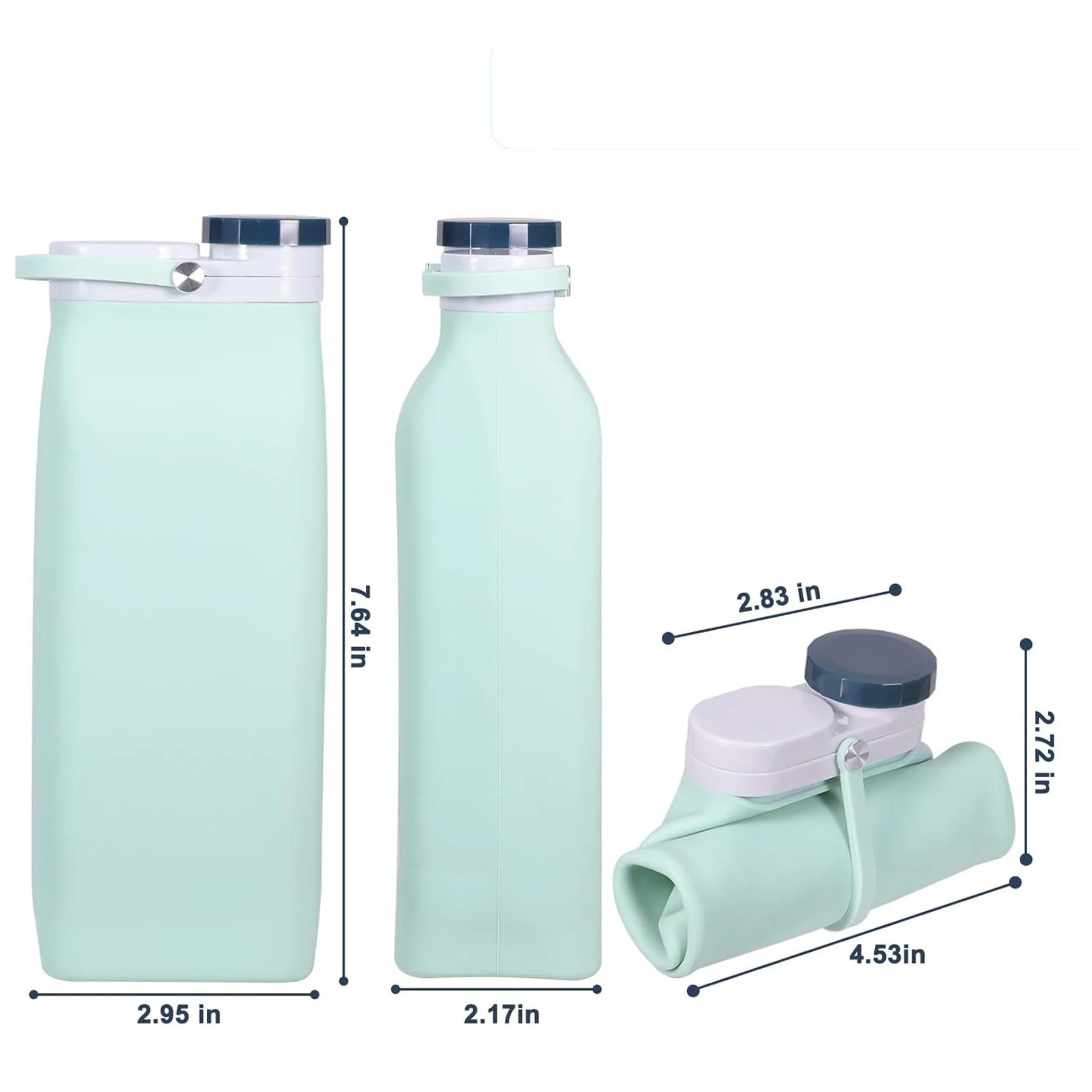 Portable Collapsible Silicone Water Bottle With Ring - Image 2