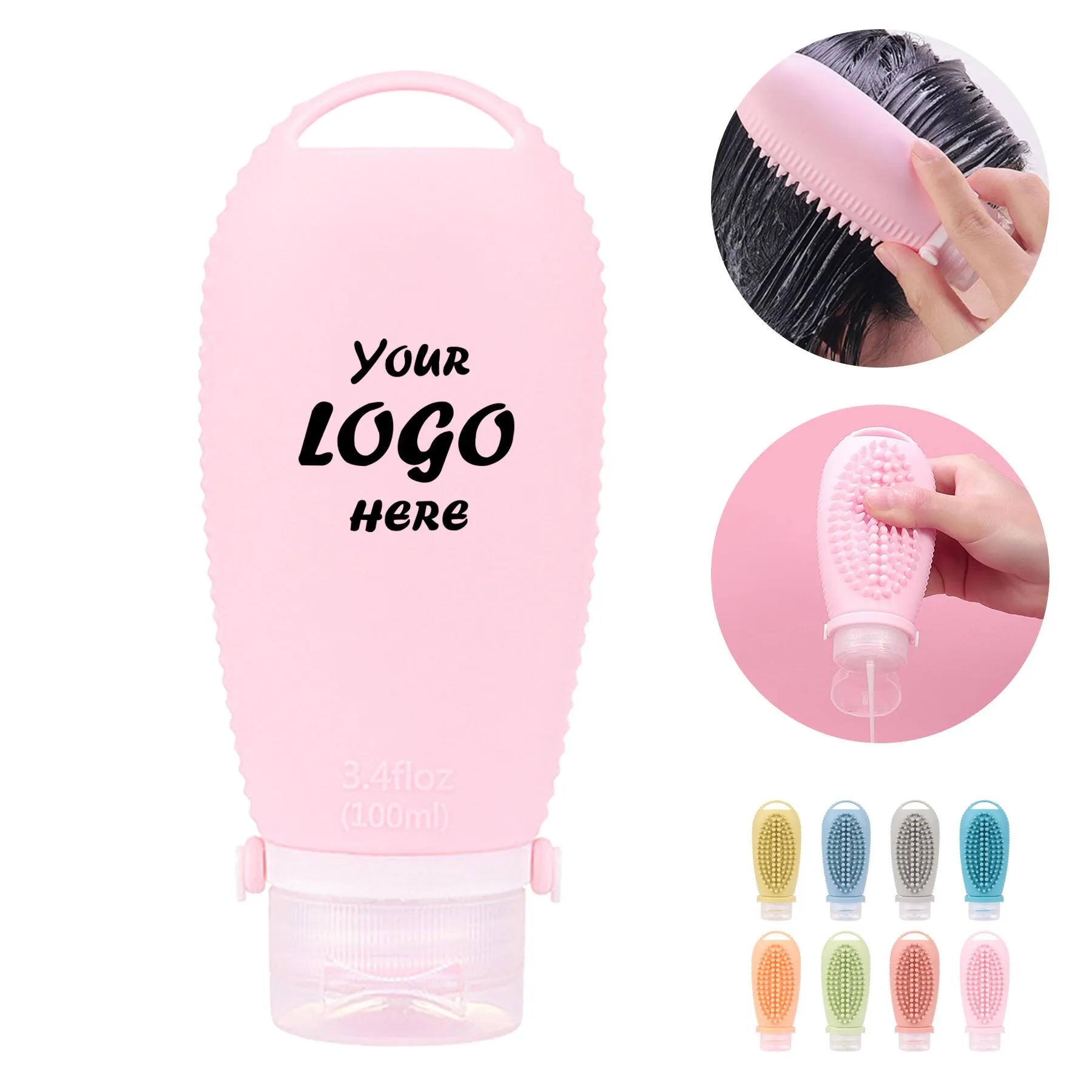 Leakproof Silicone Toiletry Bottle With Scalp Brush