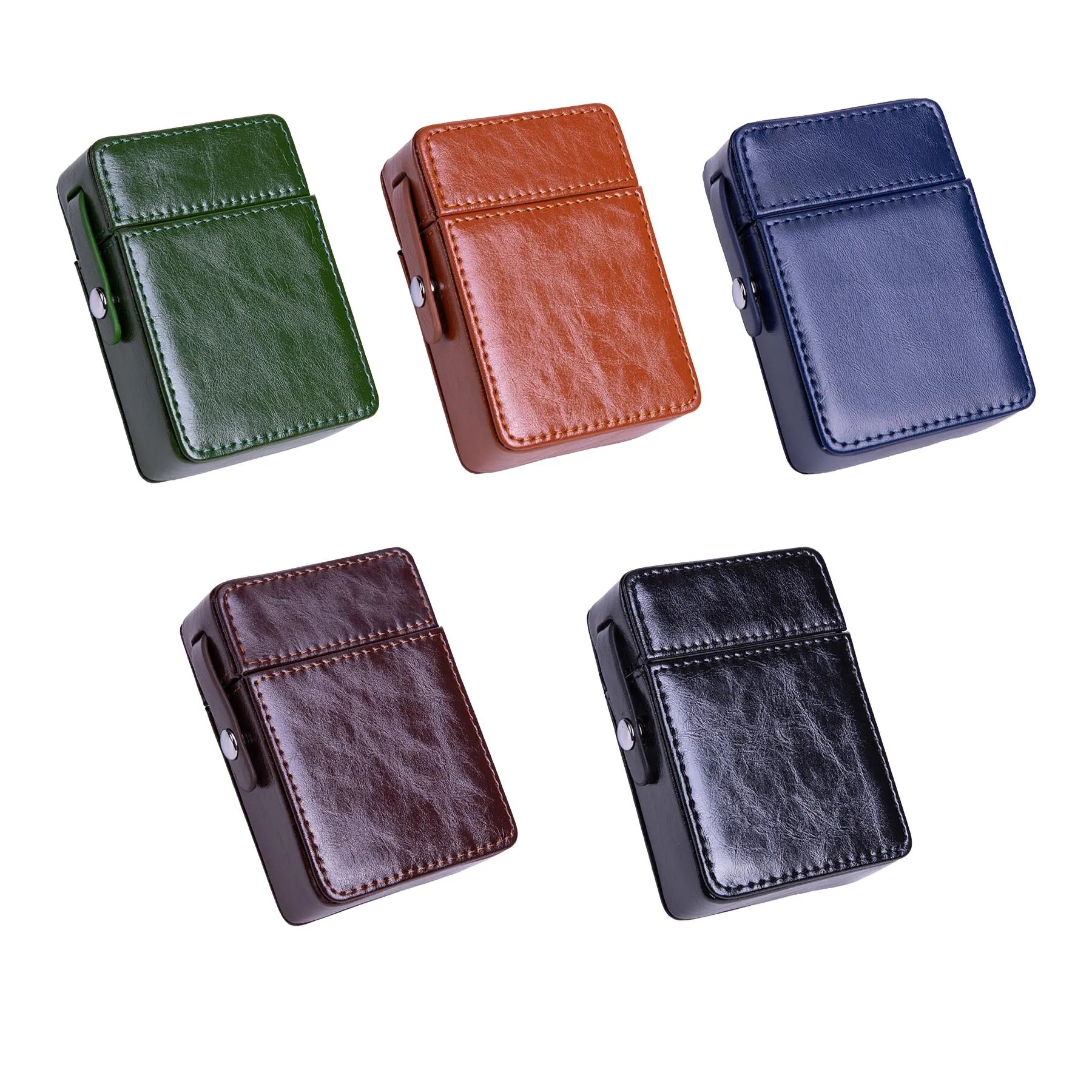Magnetic Polyurethane Cigarette Case With Lighter Pocket - Image 3