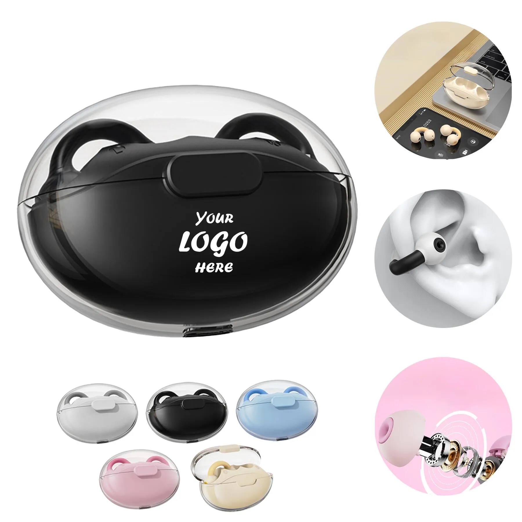 Open Ear Wireless Earbuds With Clip On Fit