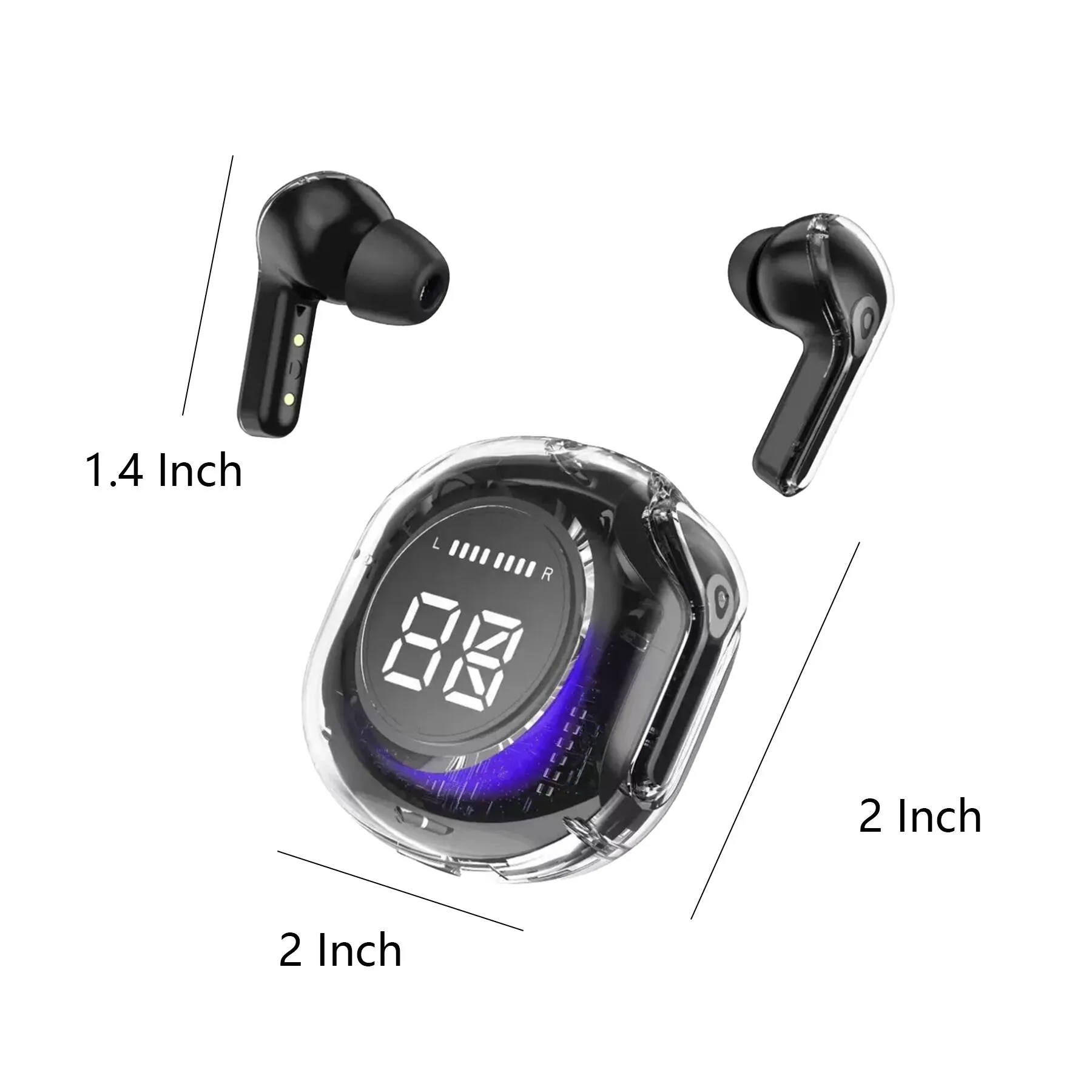 Wireless Earbuds With Dual Digital Battery Display - Image 2