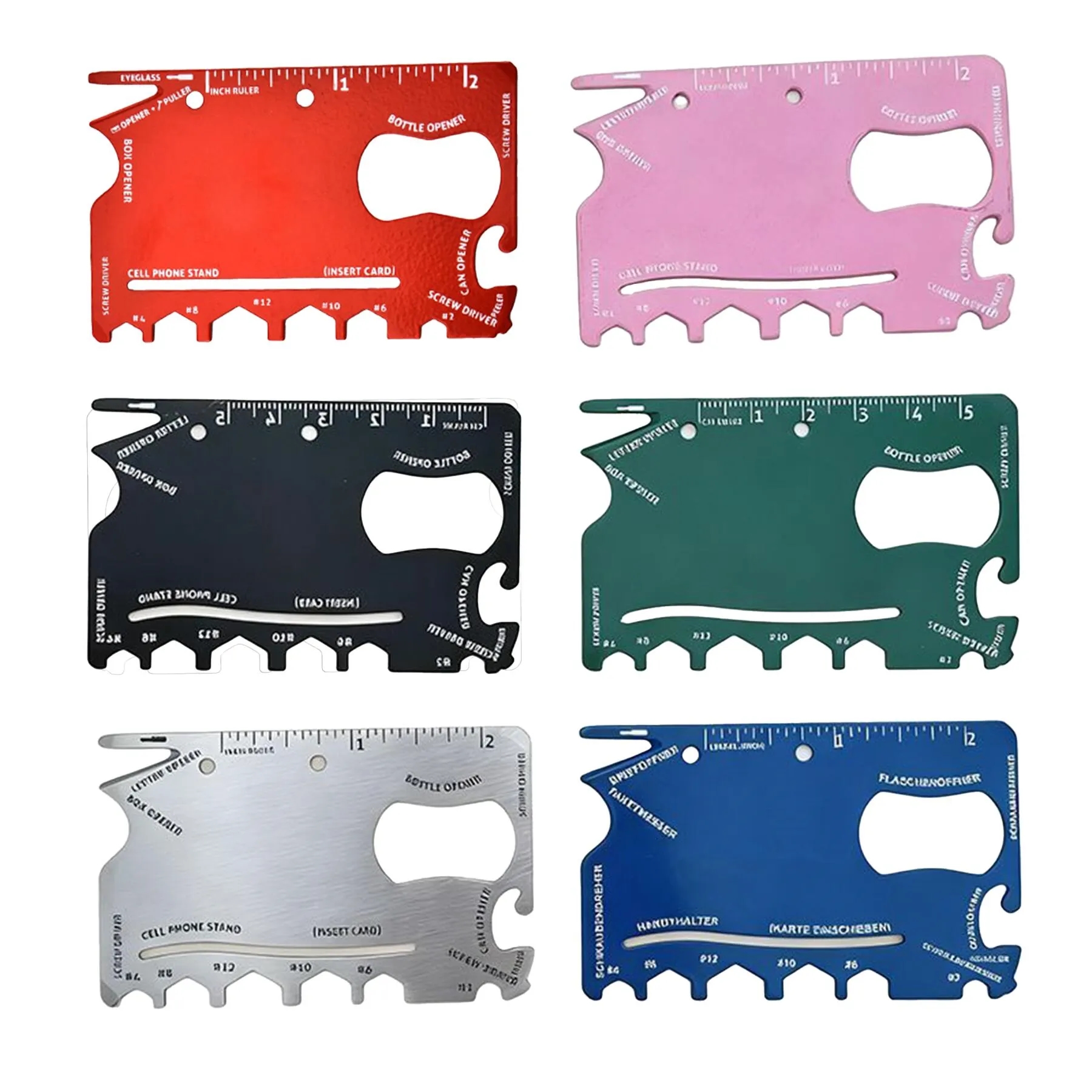 Stainless Steel Wallet Multitool Ruler Bottle Opener - Image 3