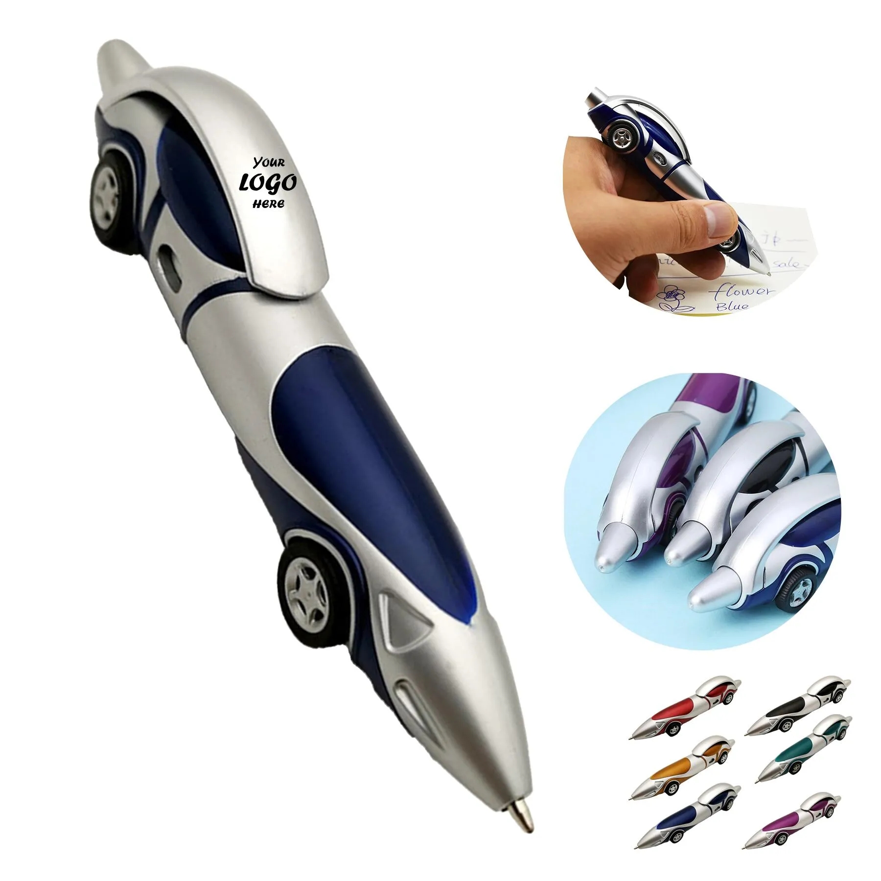 Creative Race Car Shaped Ballpoint Pen With Rolling Wheels