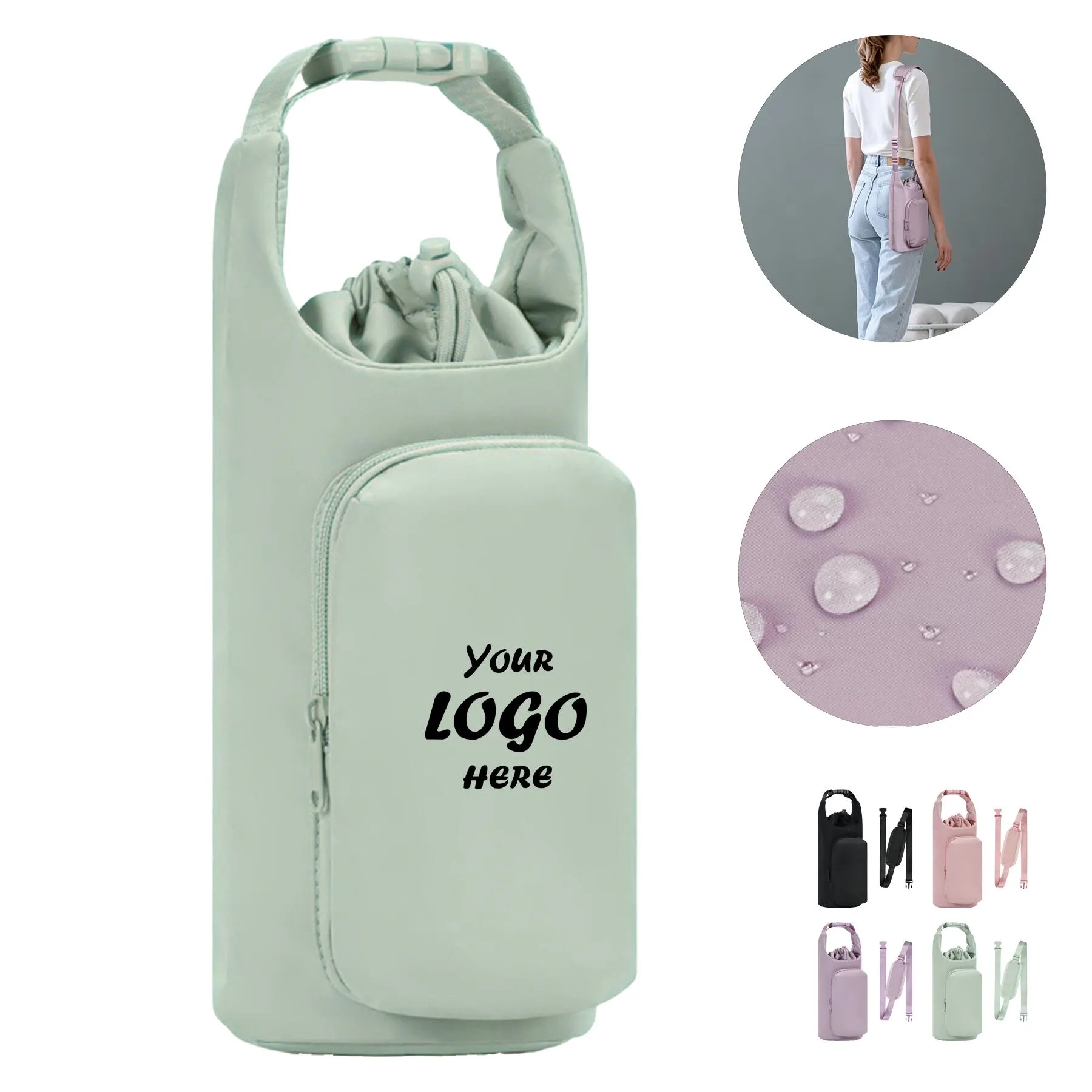Canvas Water Bottle Cover With Adjustable Carry Strap