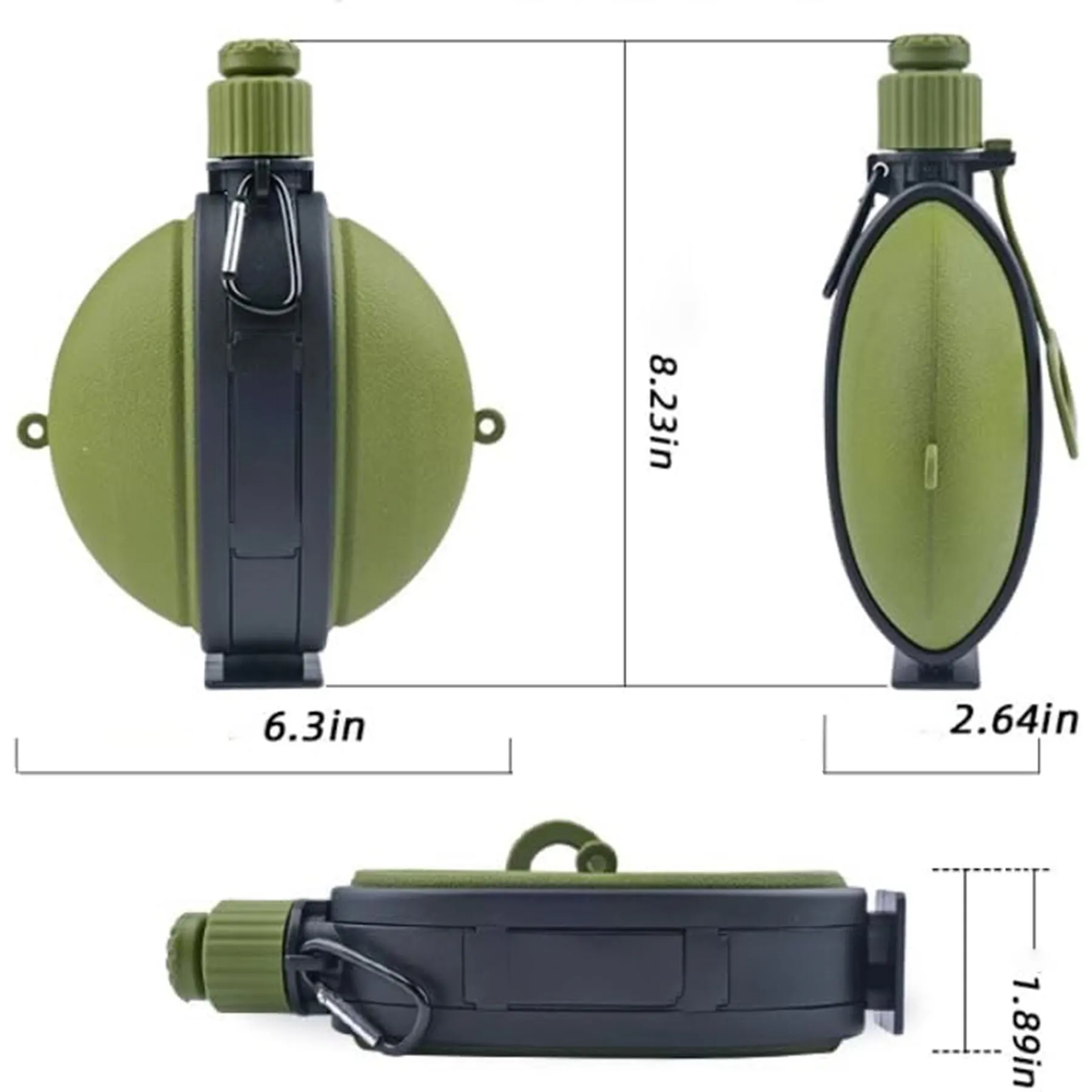 Collapsible Silicone Camping Water Bottle With Compass - Image 2