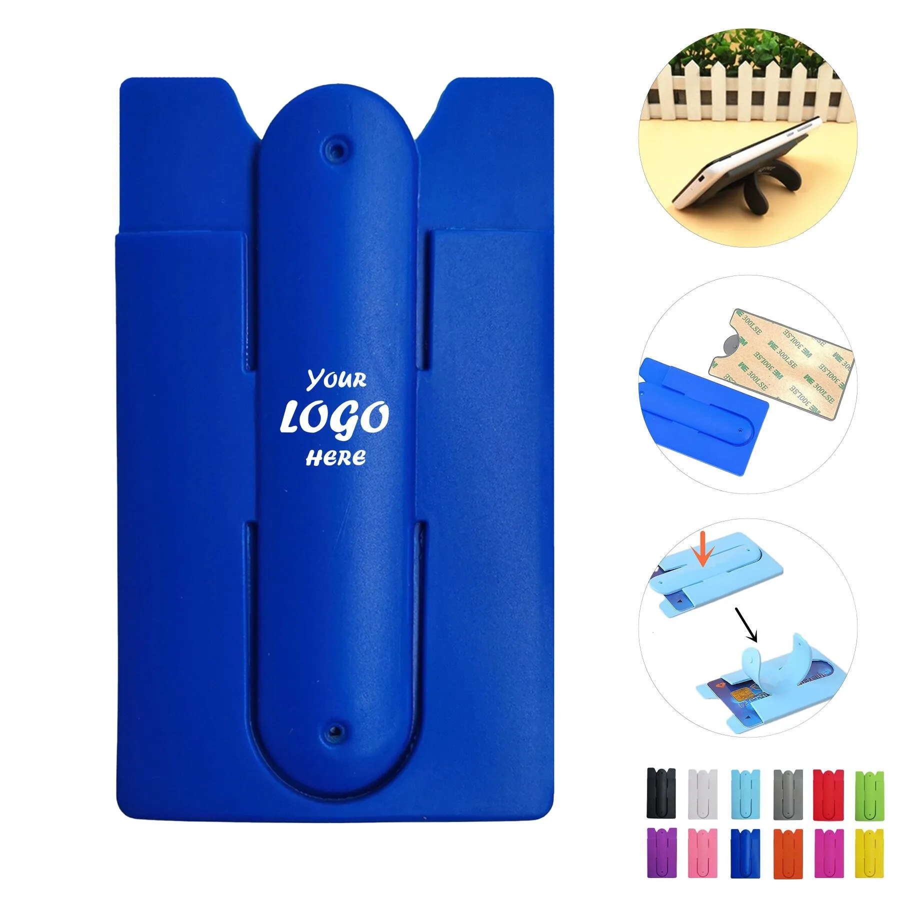 Reusable Silicone Phone Card Holder Stand With Cable Wrap