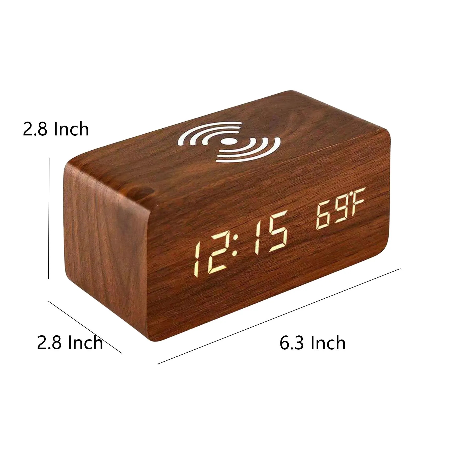 Wood Bluetooth Speaker Clock With Wireless Charger - Image 2