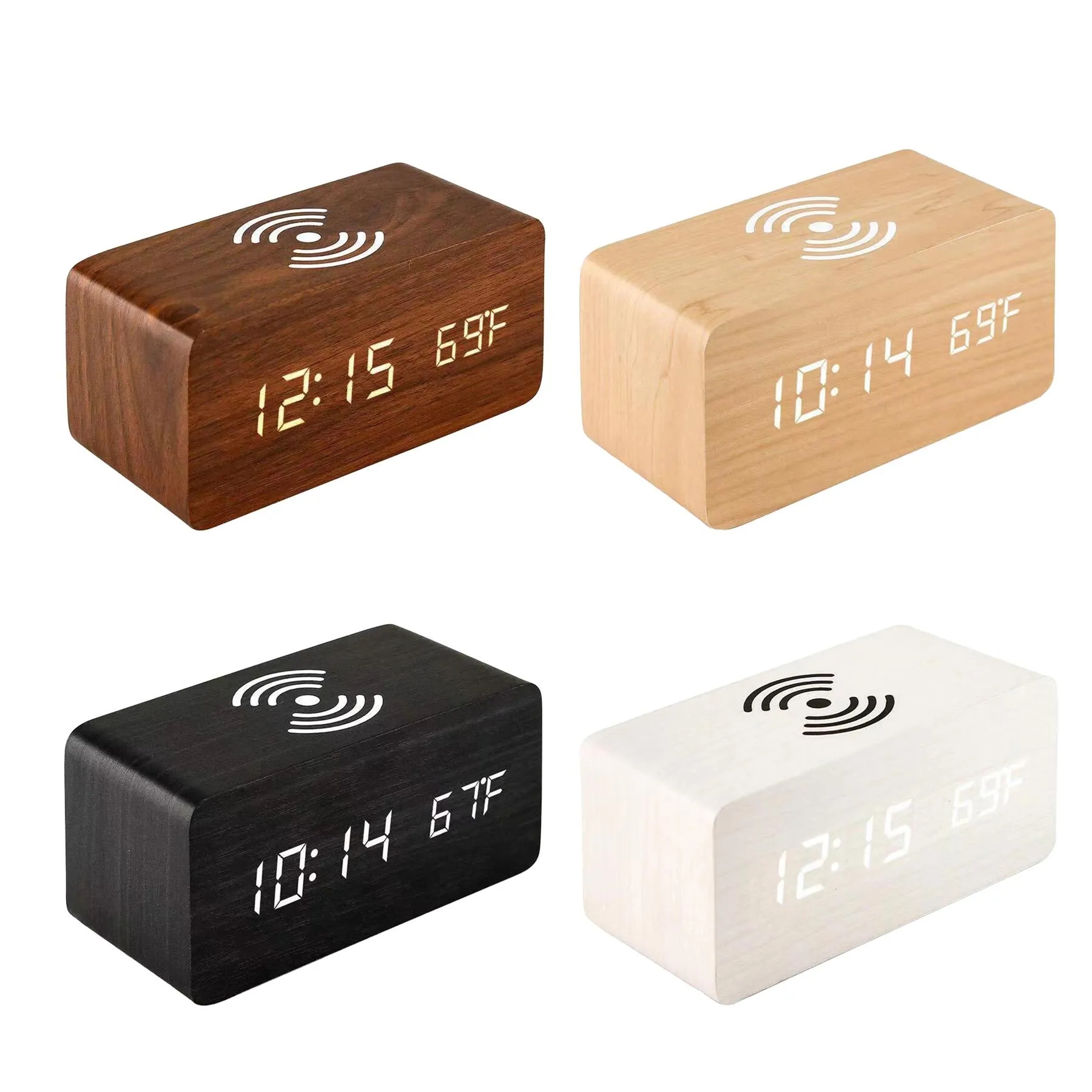 Wood Bluetooth Speaker Clock With Wireless Charger - Image 3