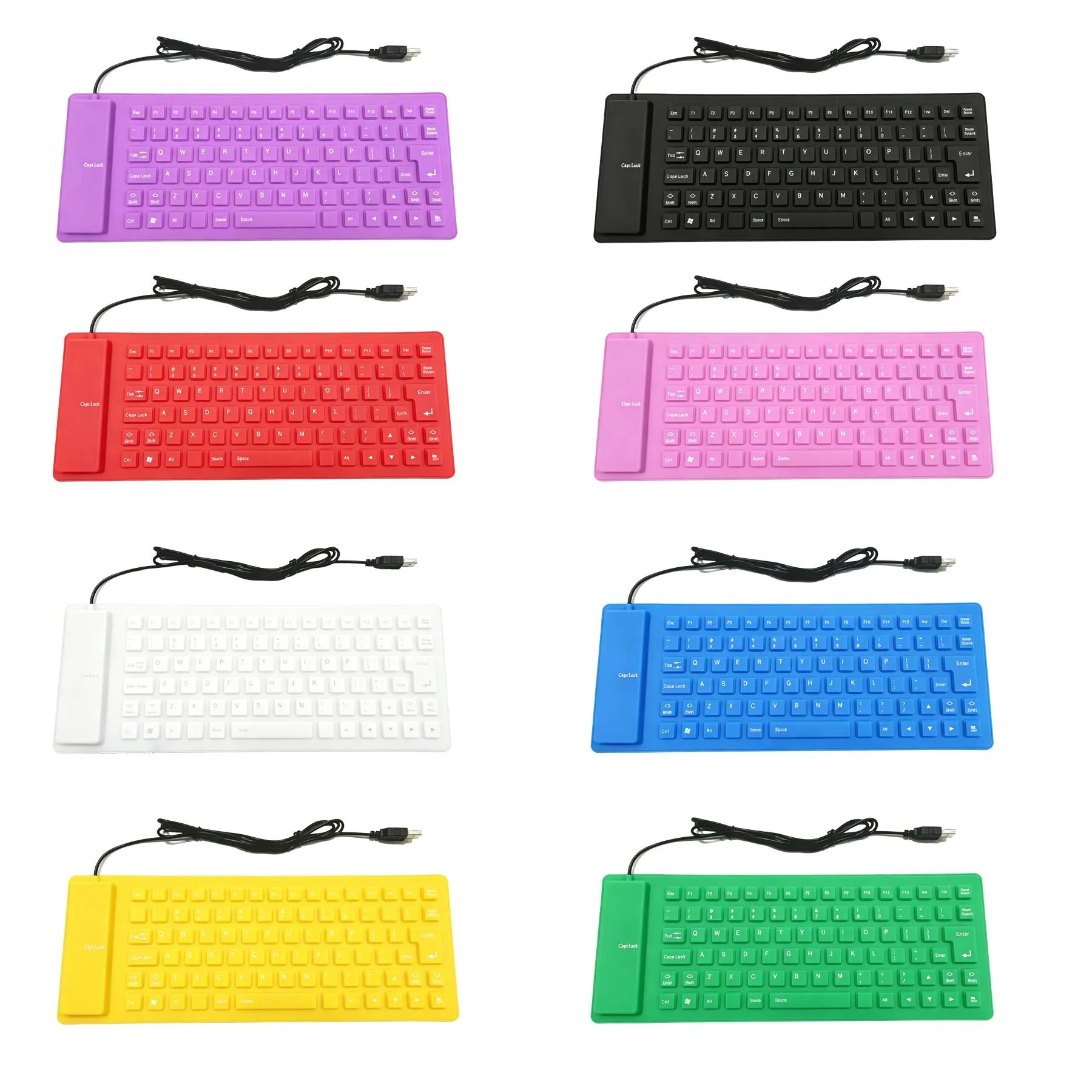 Roll Up Silicone Silent Keyboard For Computer Desks - Image 3