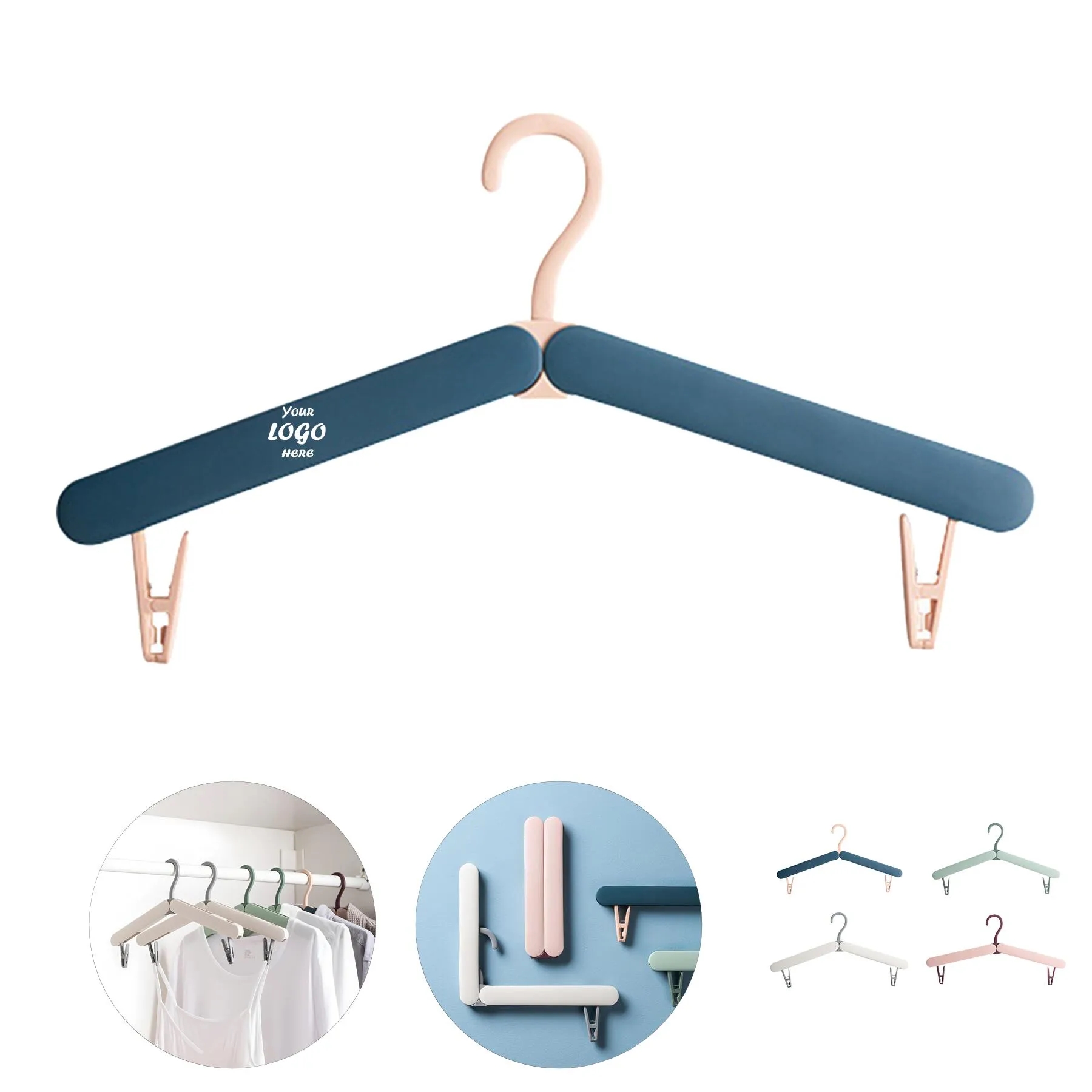 Compact Folding Travel Clothes Hanger With Hidden Clips